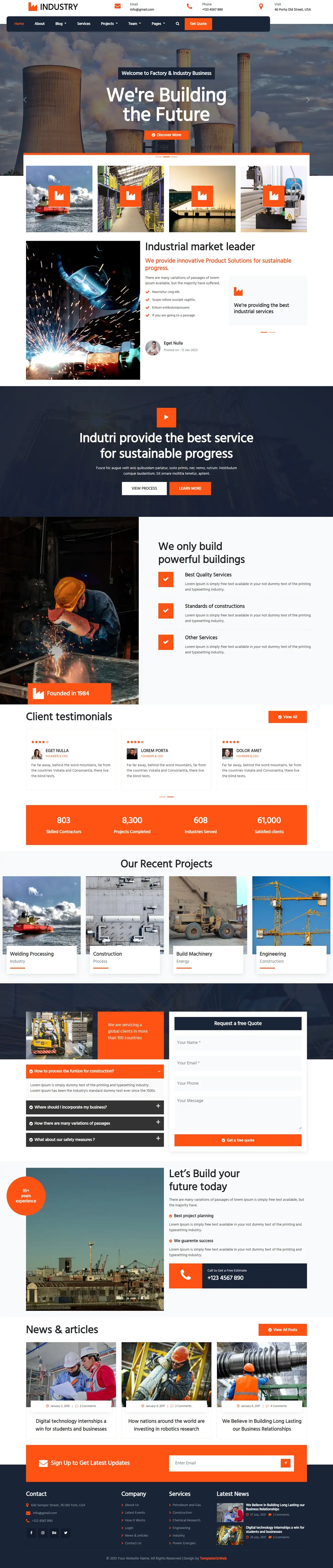 Industry website template home page html
