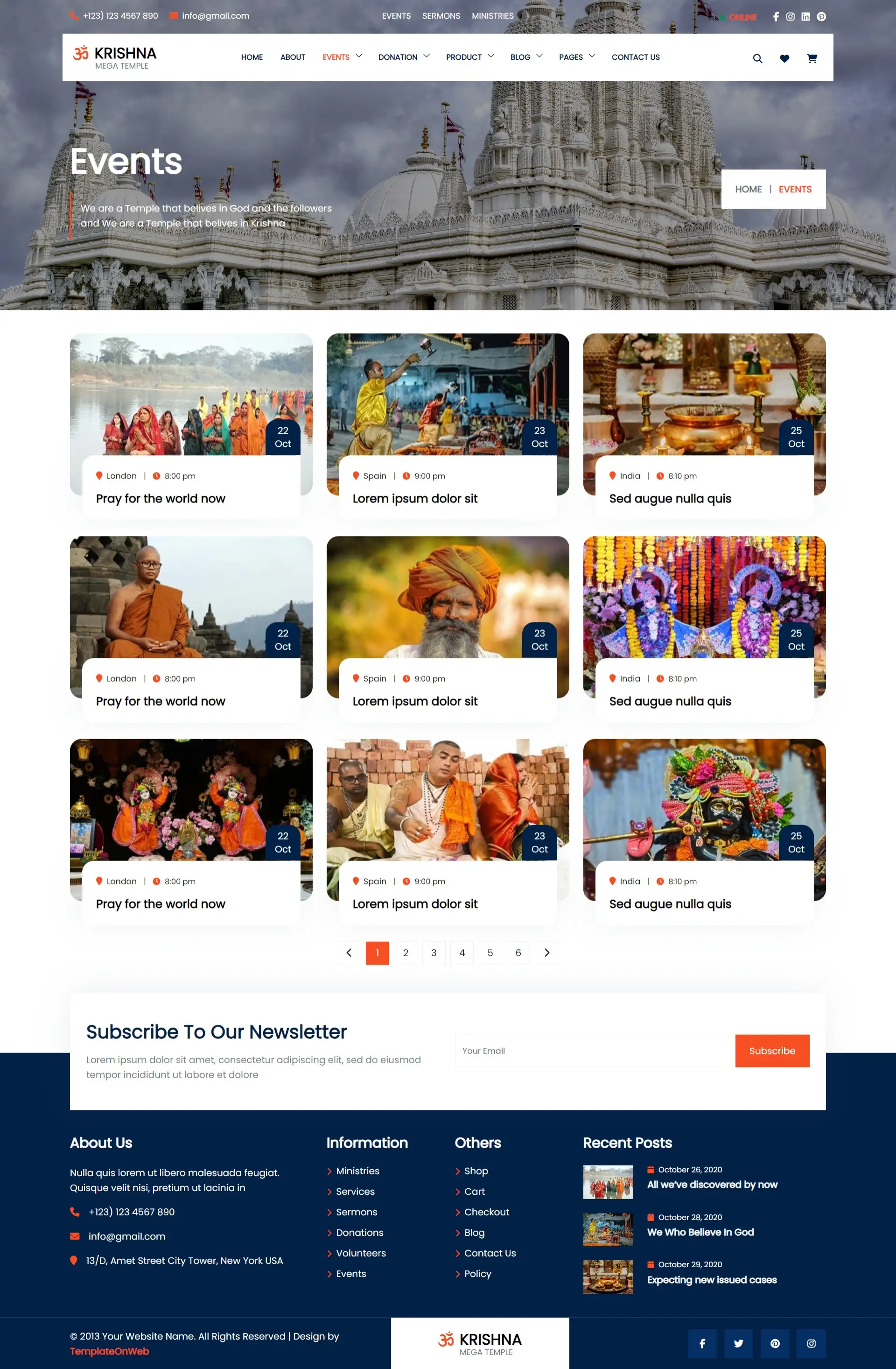 Shrine events list page design in bootstrap 5