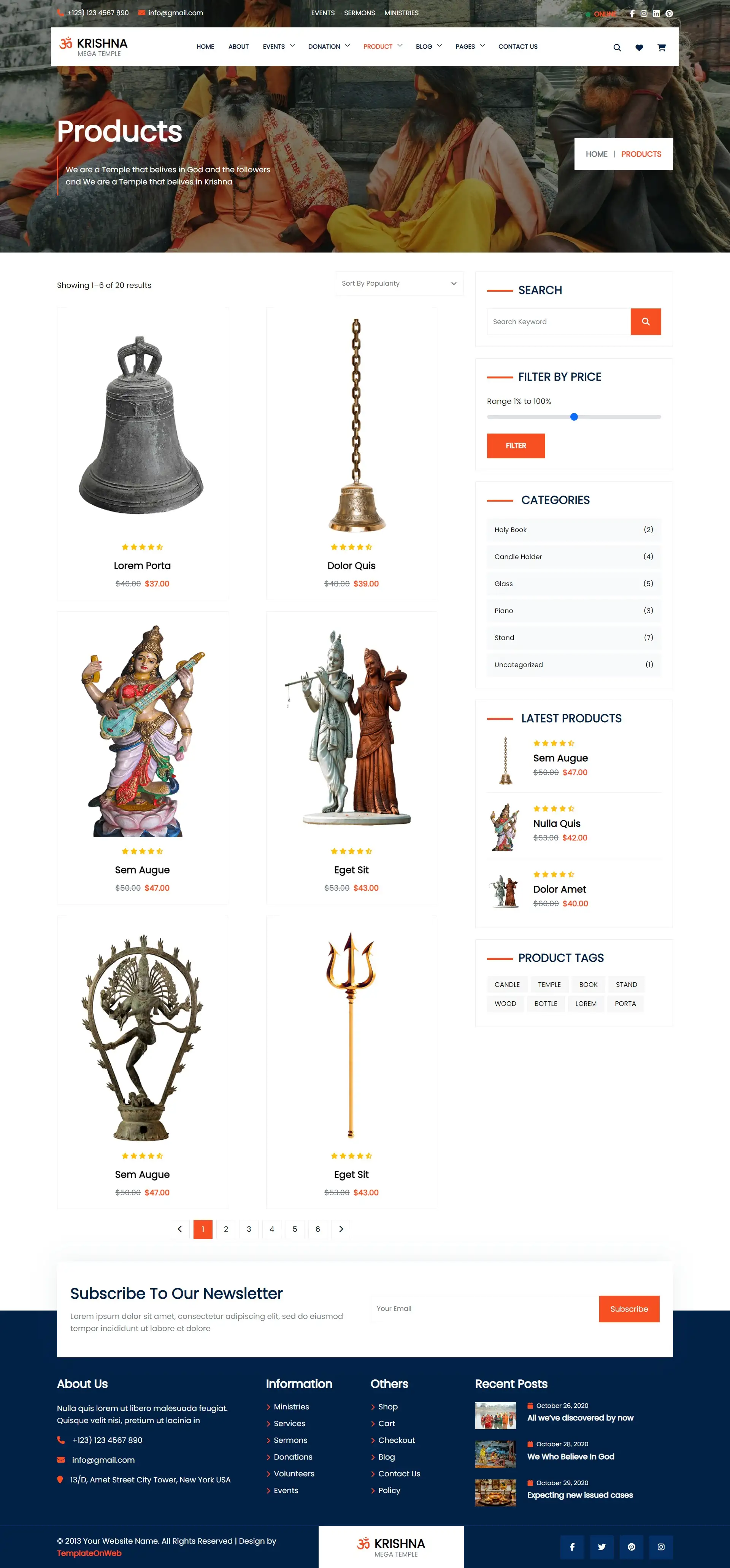 Temple products selling page html