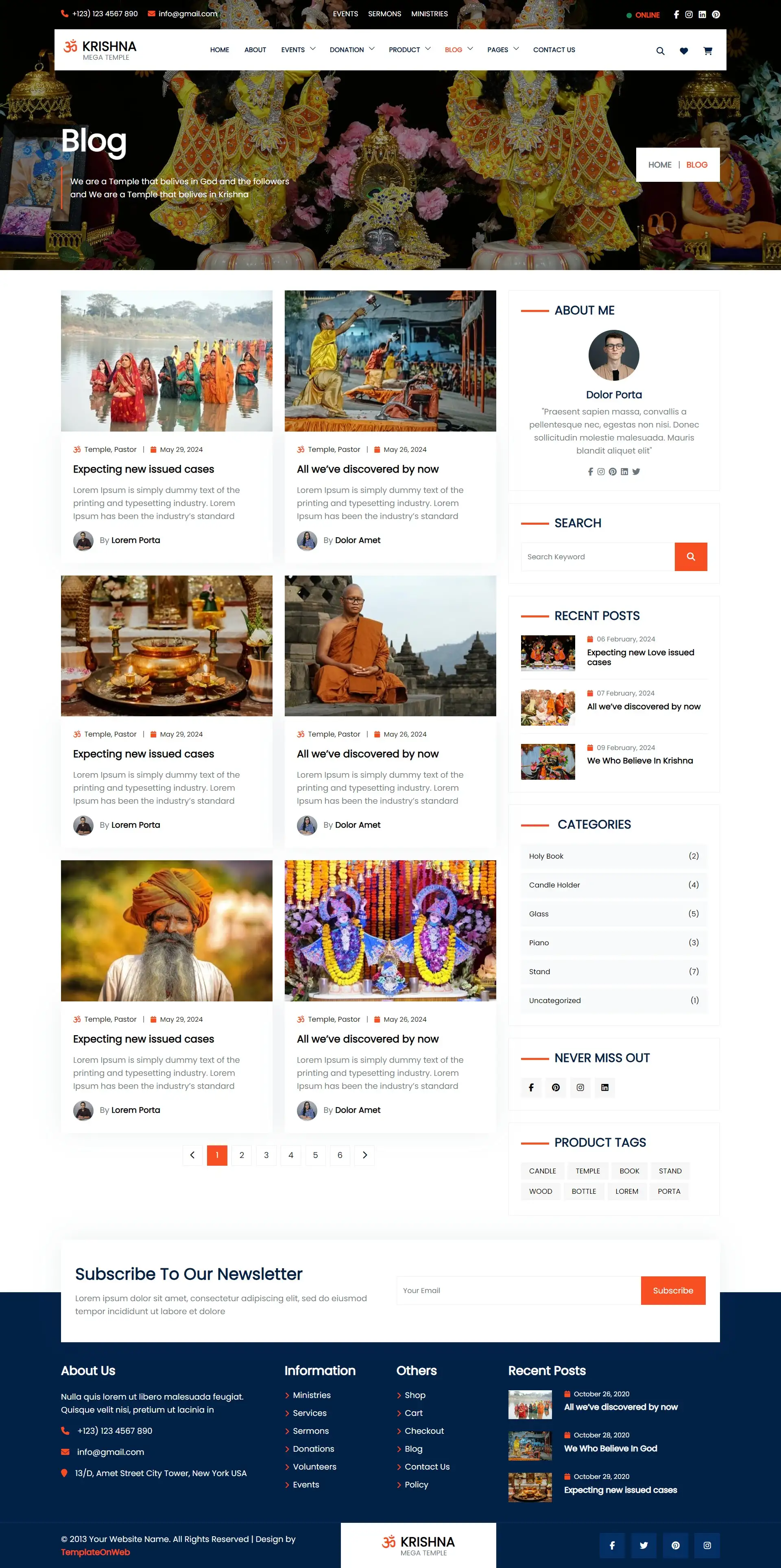 Temples news listing page responsive design