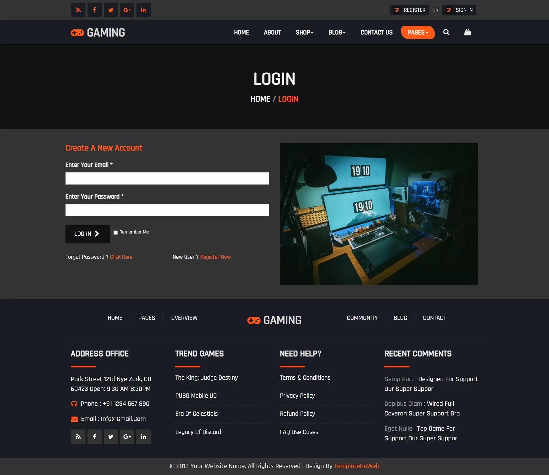 User login to make games reviews or comment on blog