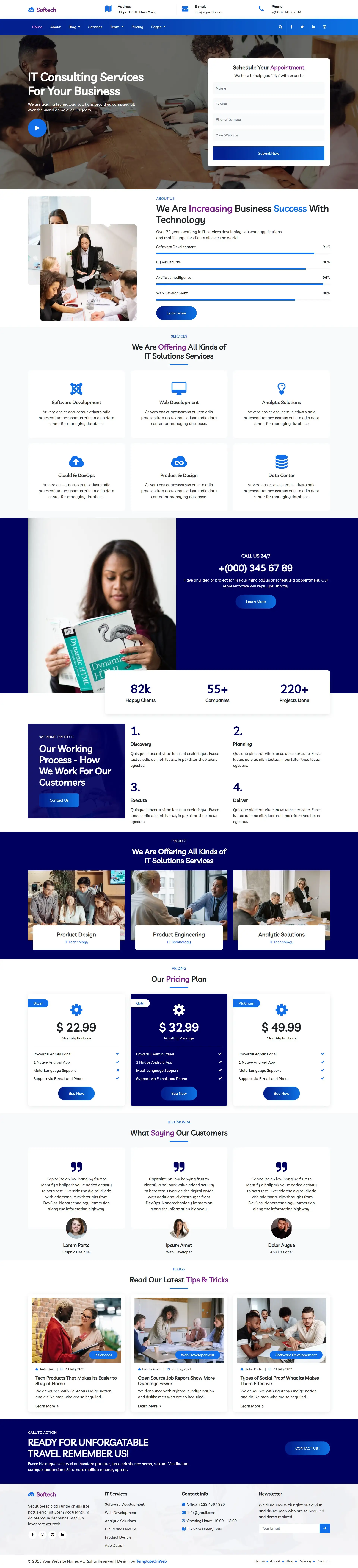 IT company portfolio website template home page
