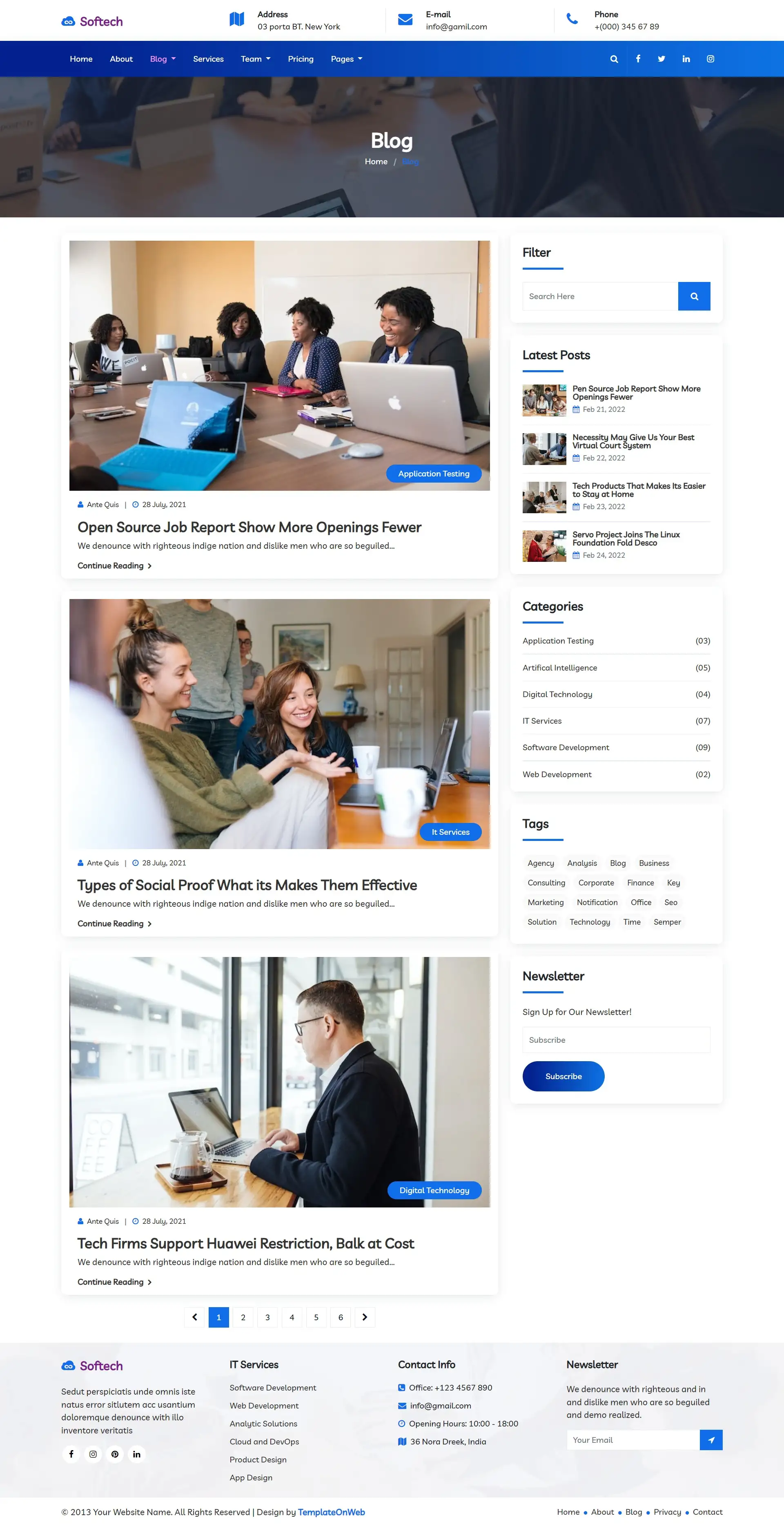 Software development blogs list page