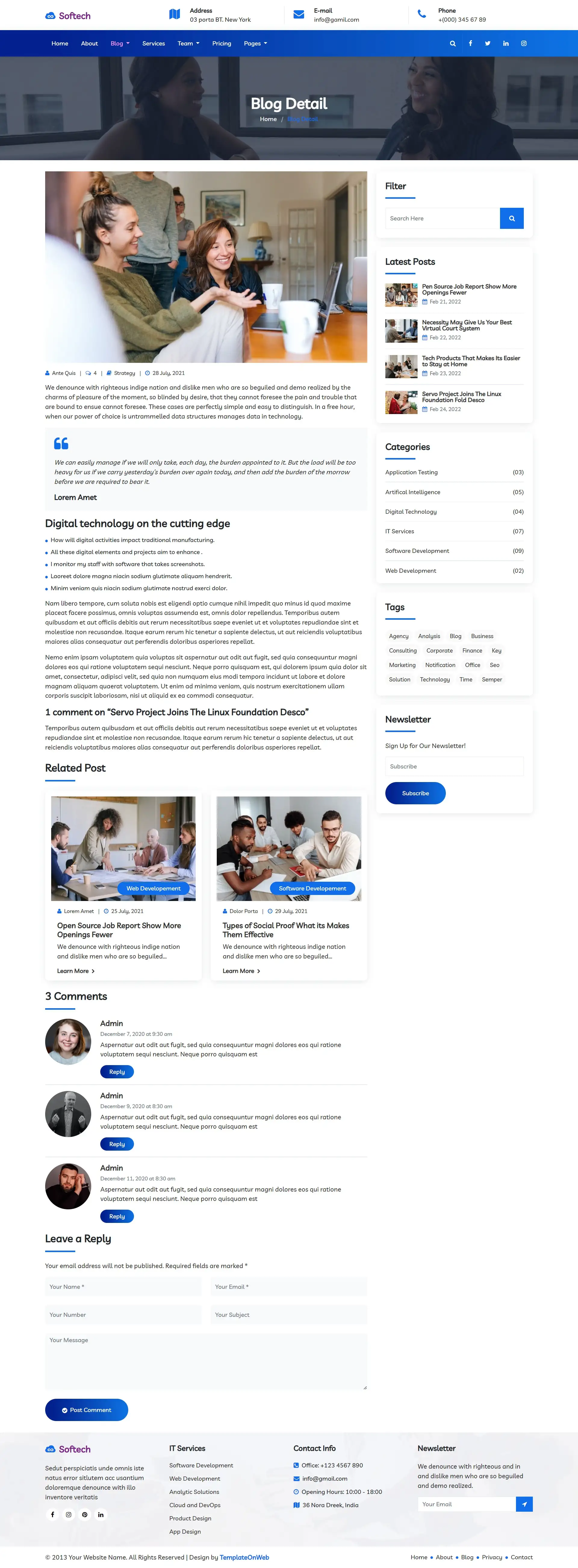 Web designer blog details page html