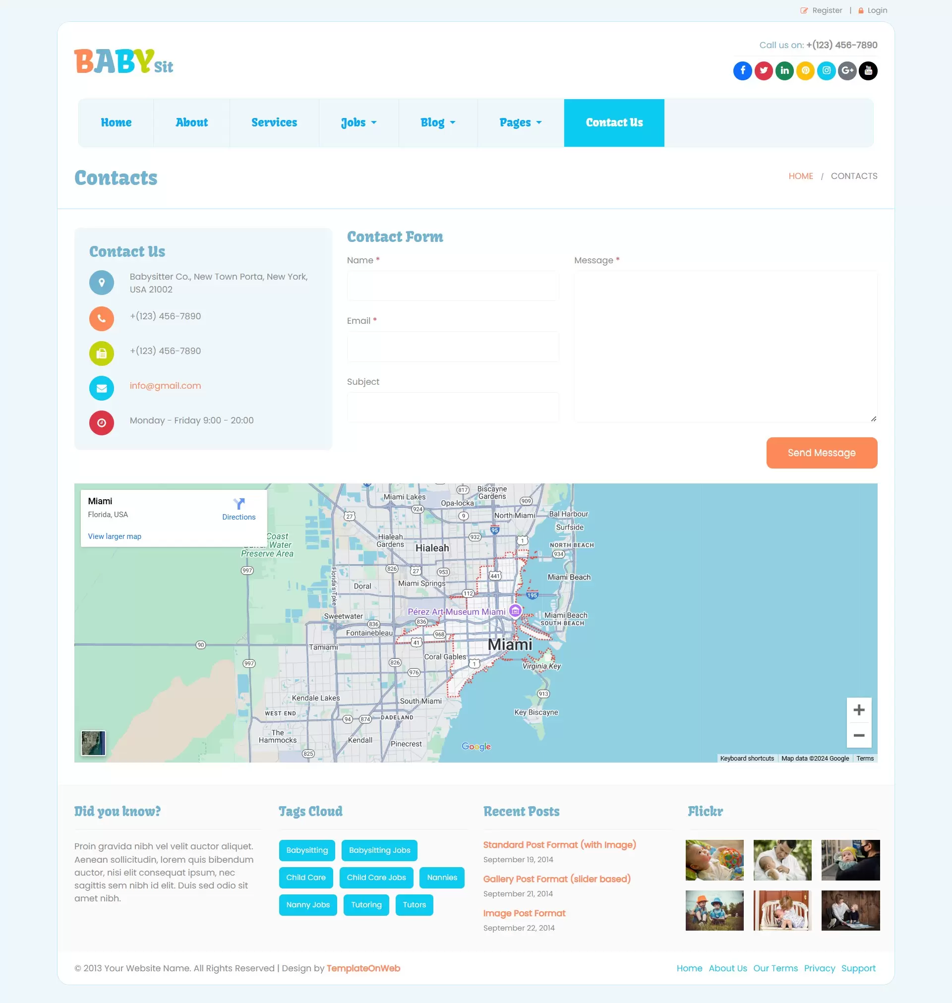 Contact page with your phone number, email, and location