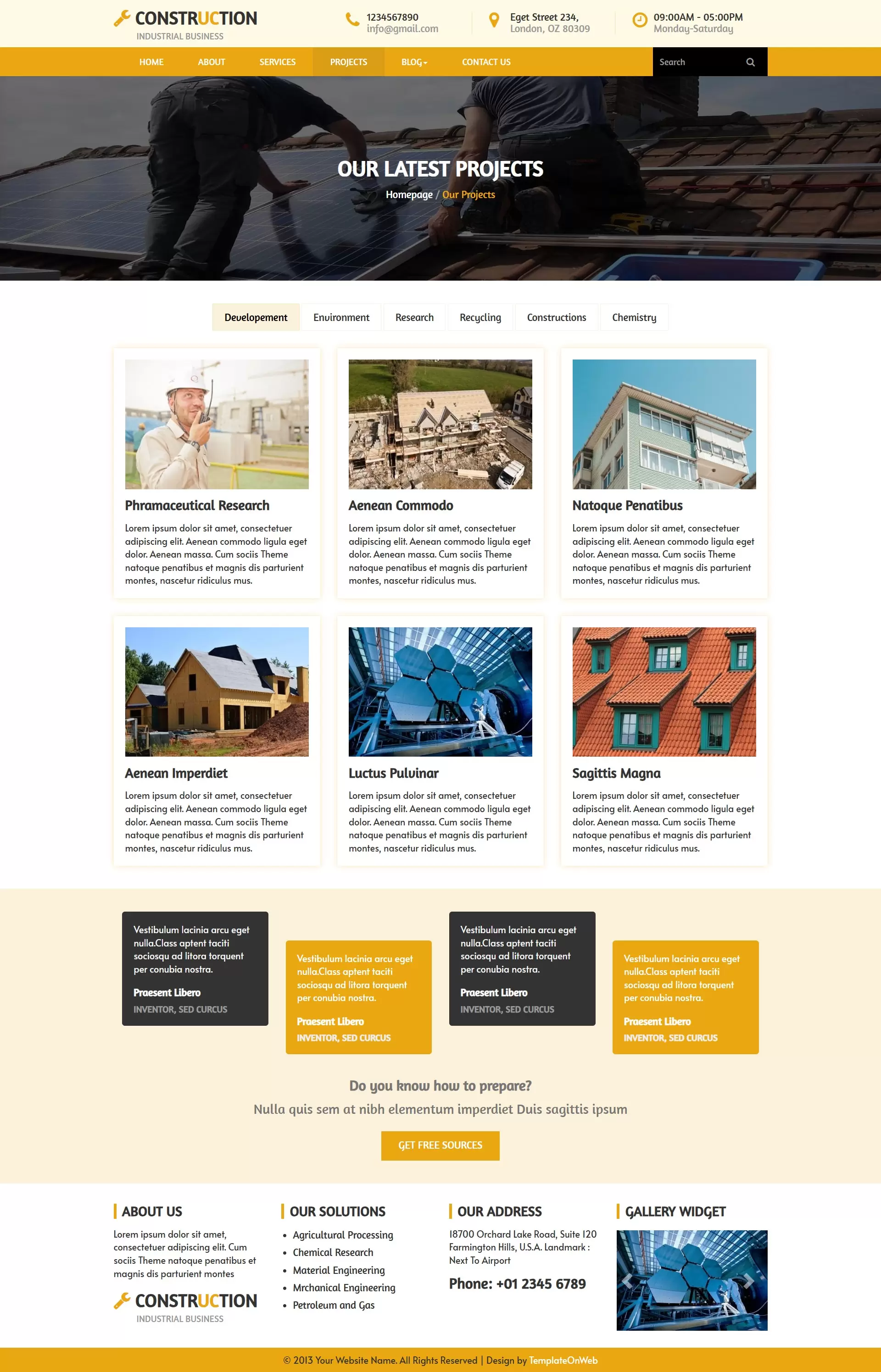 Projects portfolio page to display completed construction works
