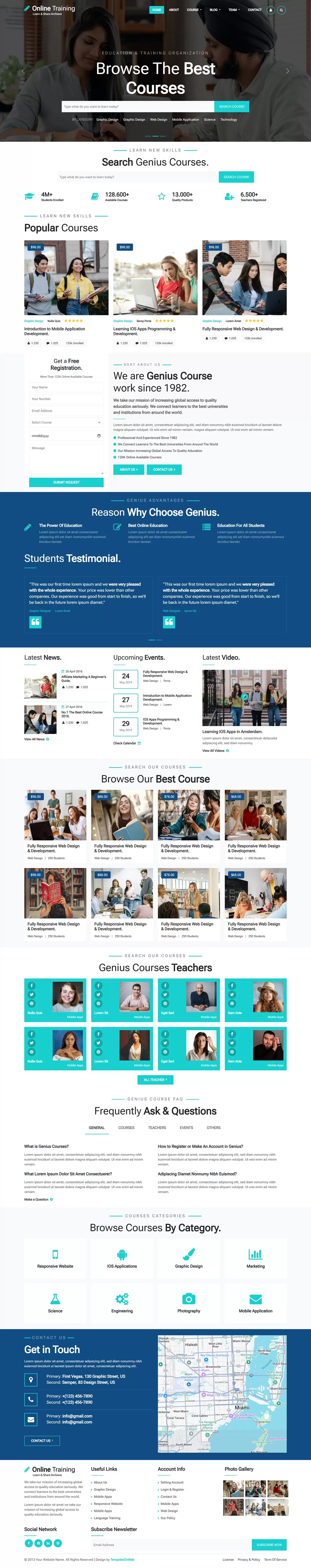Online training website template home page