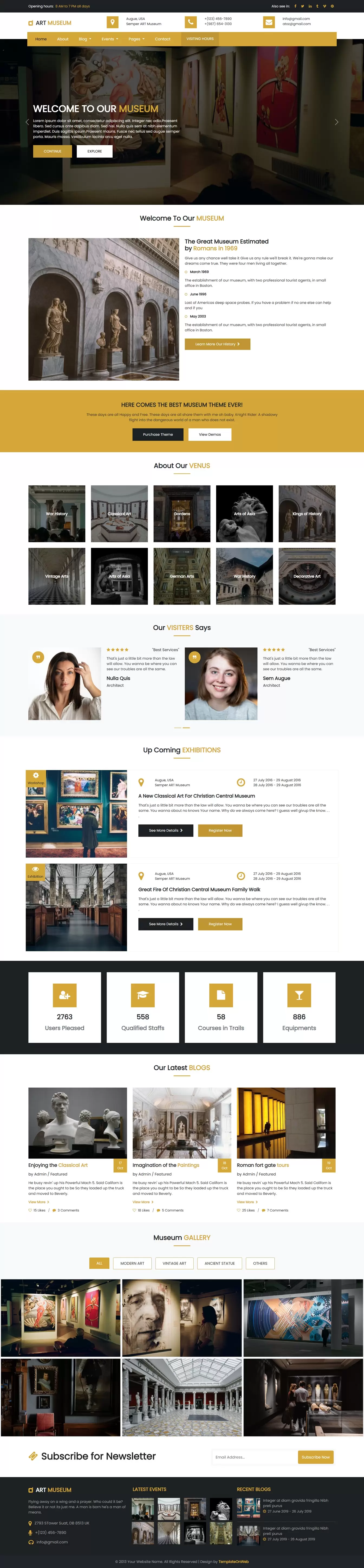 Art website template home page preview