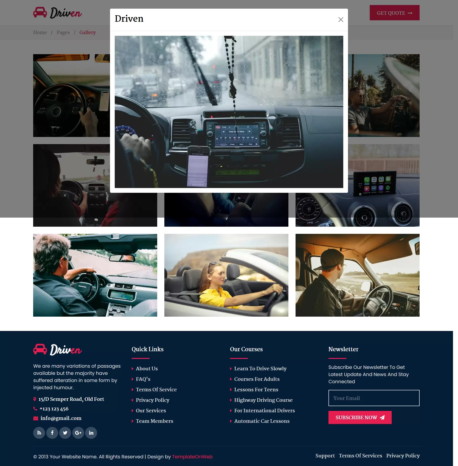 Motor driving image gallery in bootstrap 5