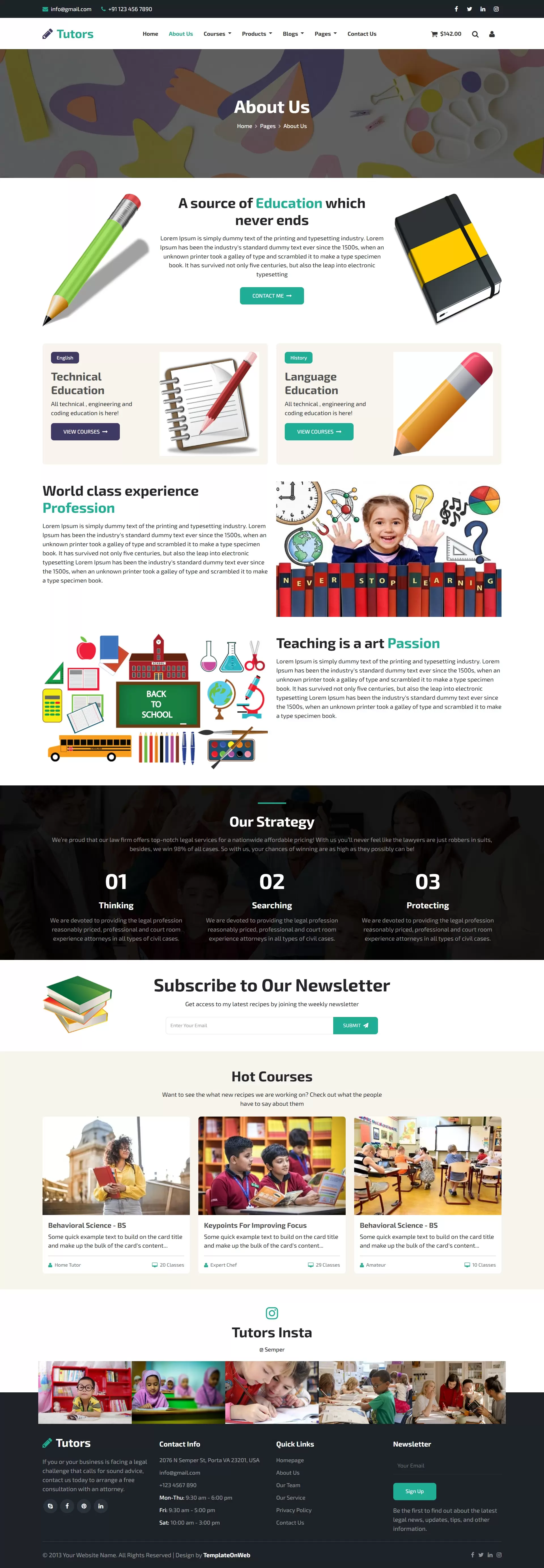 Tutor profile & about section to display bio, qualifications, teaching experience