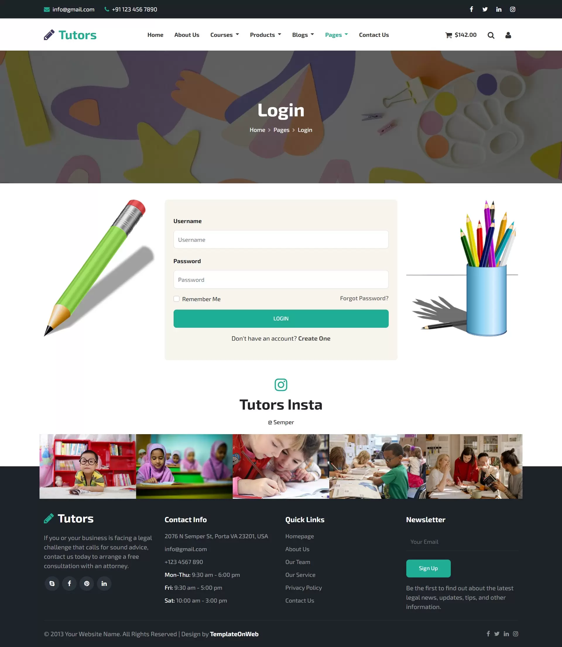 Students login page