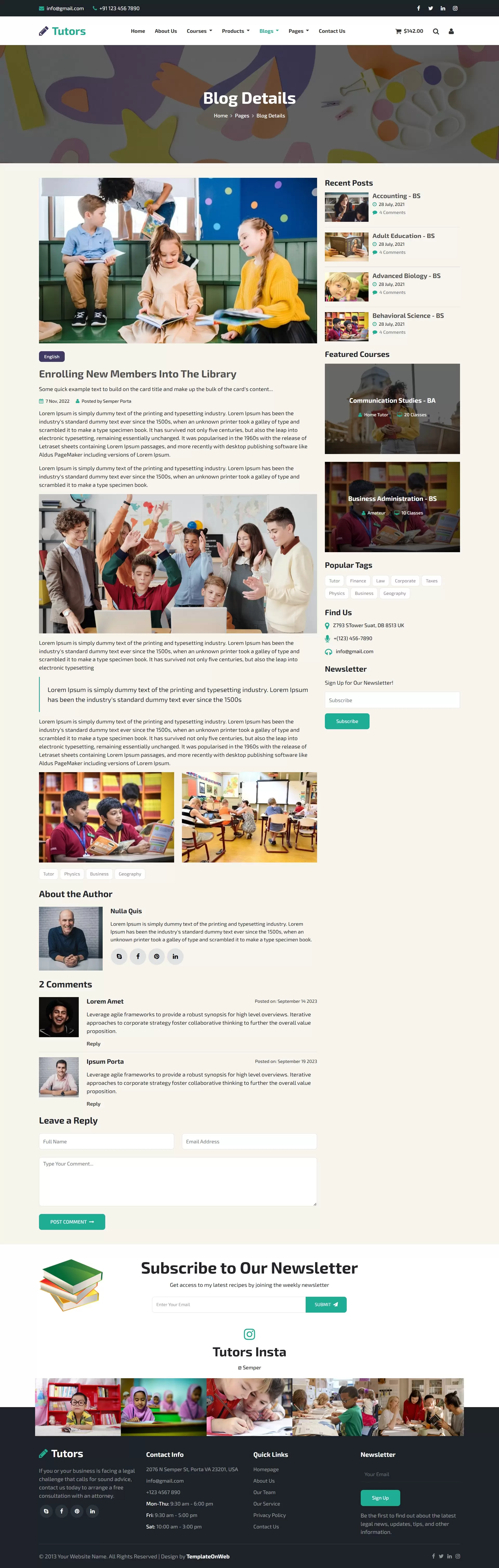 Teachers study blogs and tips details with user comments