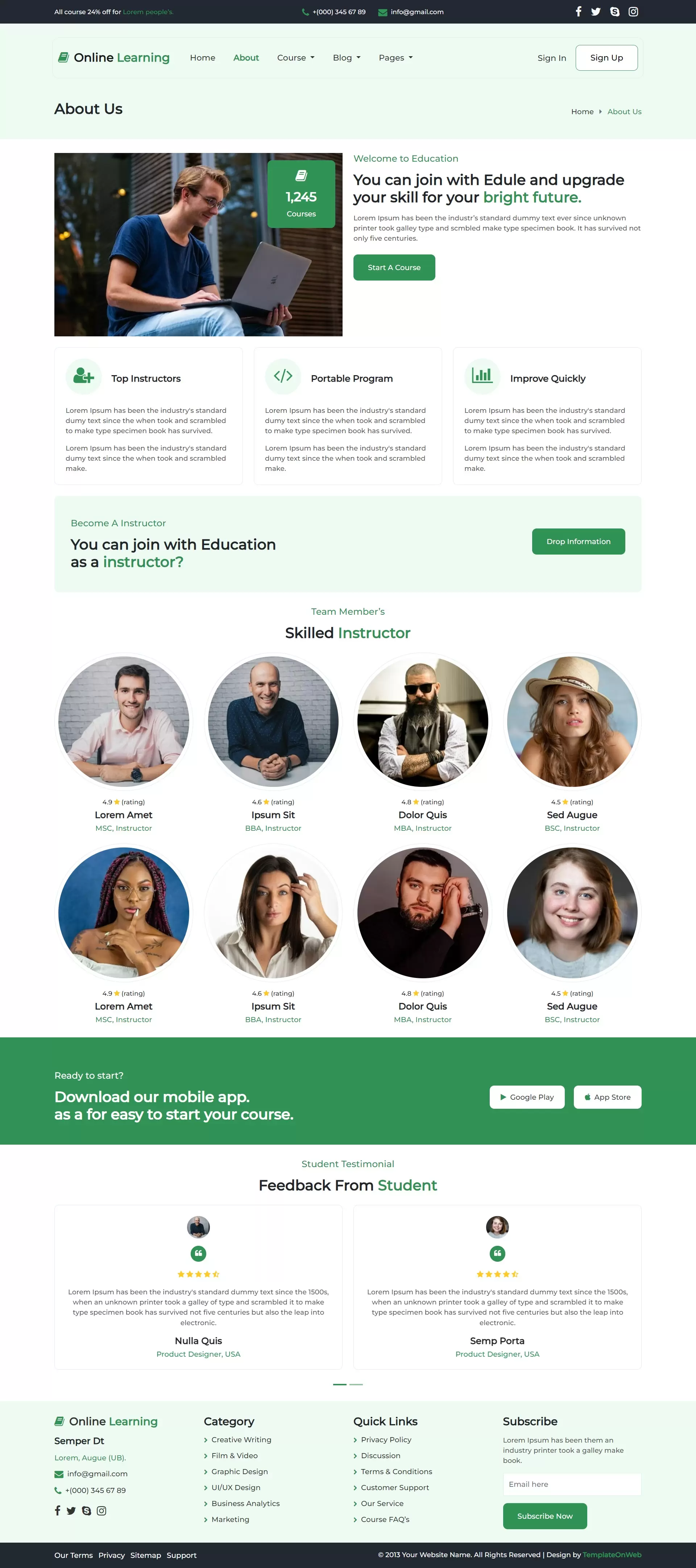 Showcase instructor biographies, expertise, and courses offered