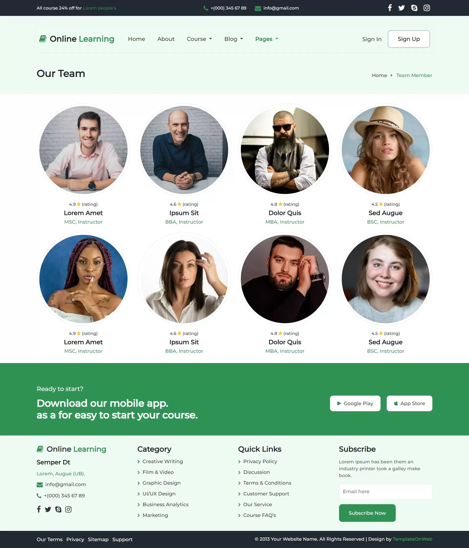 Showcase instructors biographies, and expertise