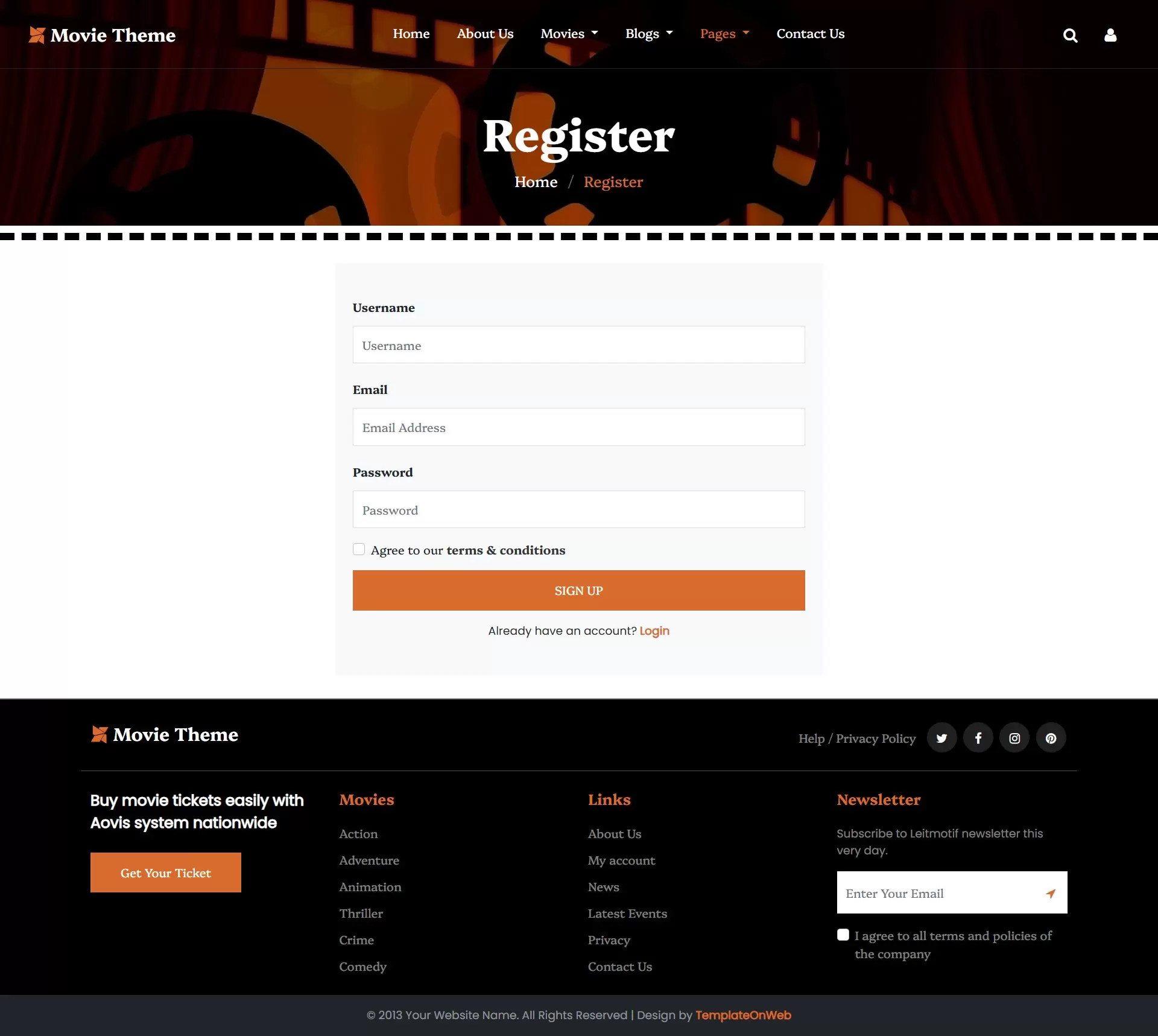 Simple user sign-up using email, phone number to make movie rating