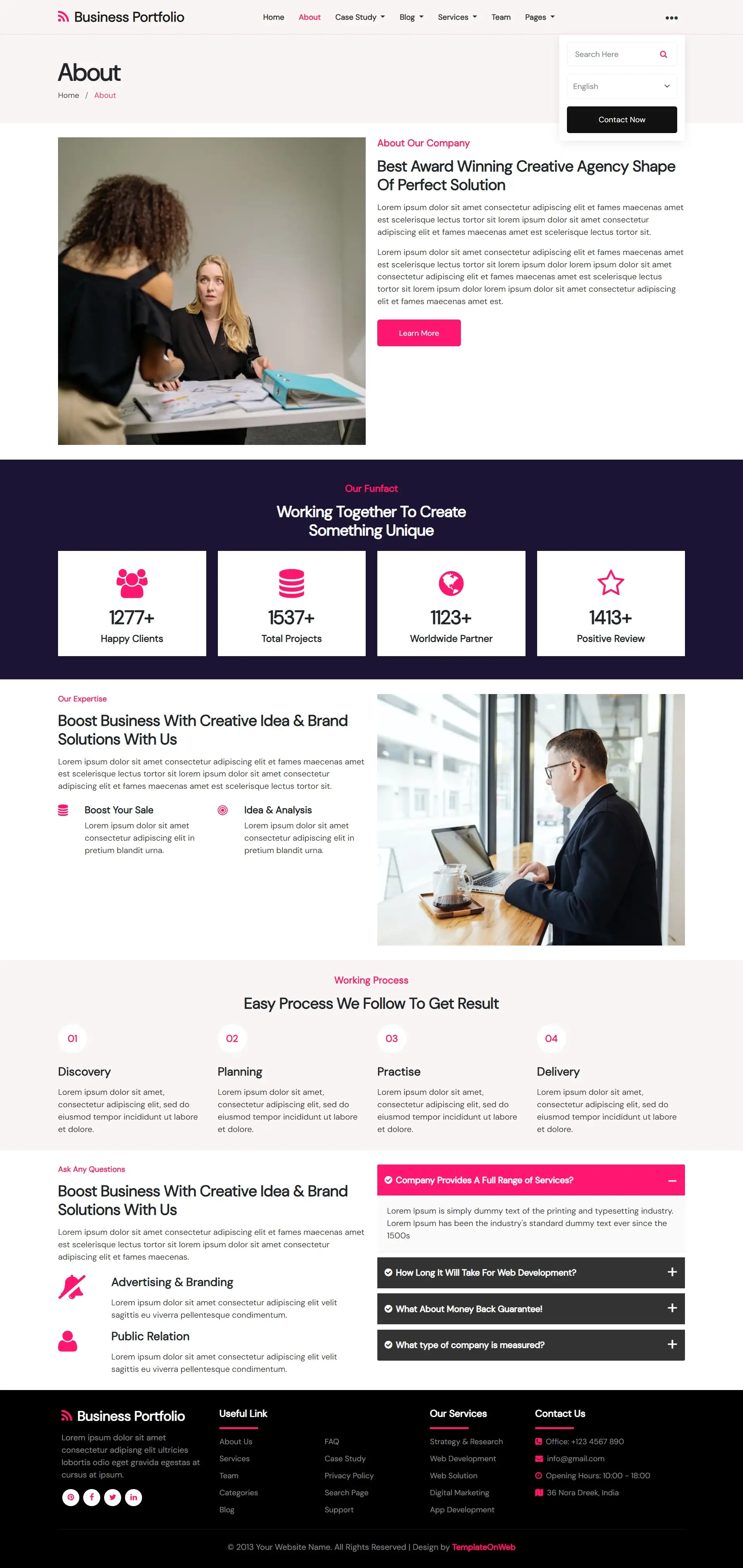 Creative portfolio provider agency detail page html