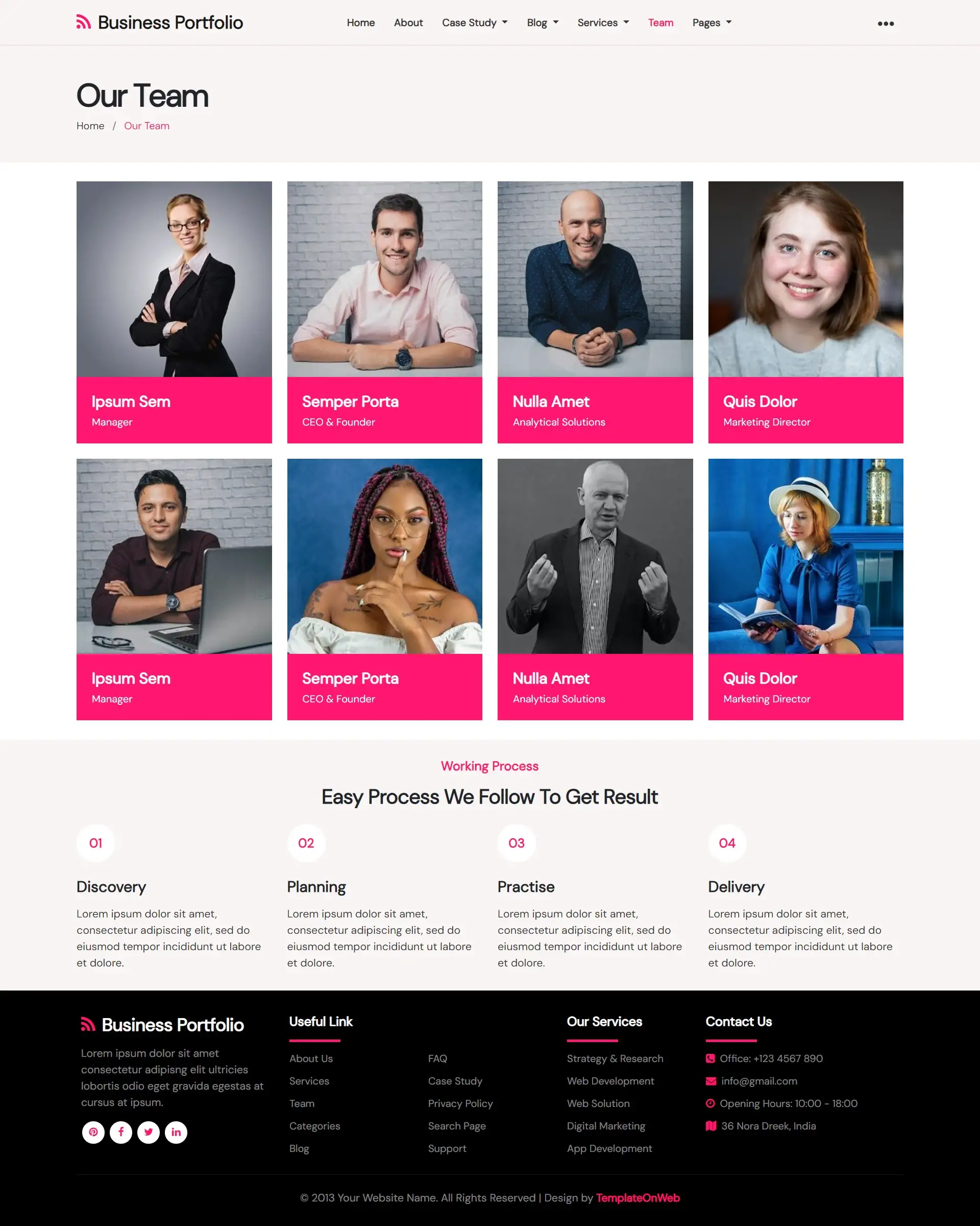 Teams page html of business portfolio provider company