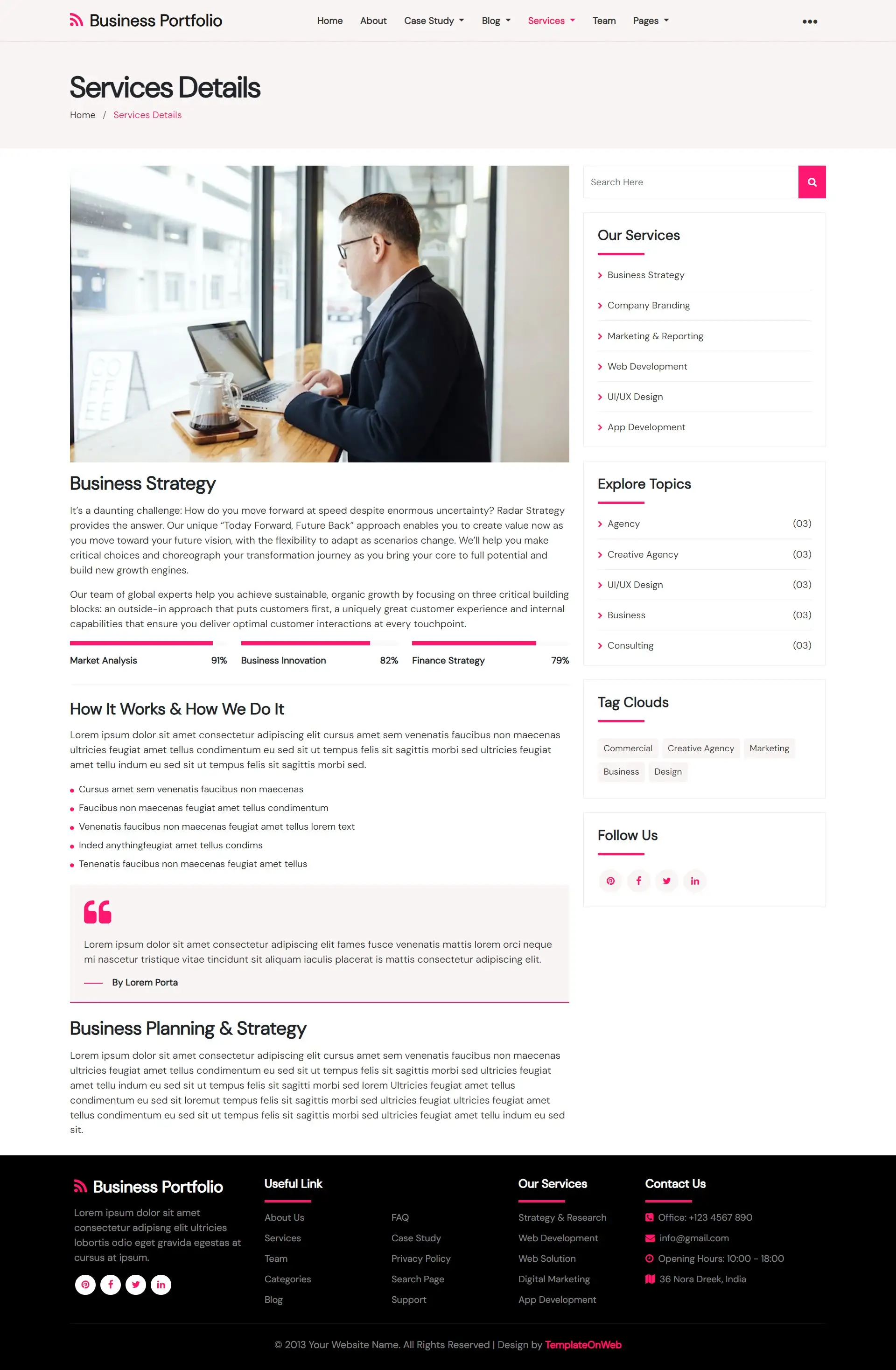 Expert portfolio management service details web page