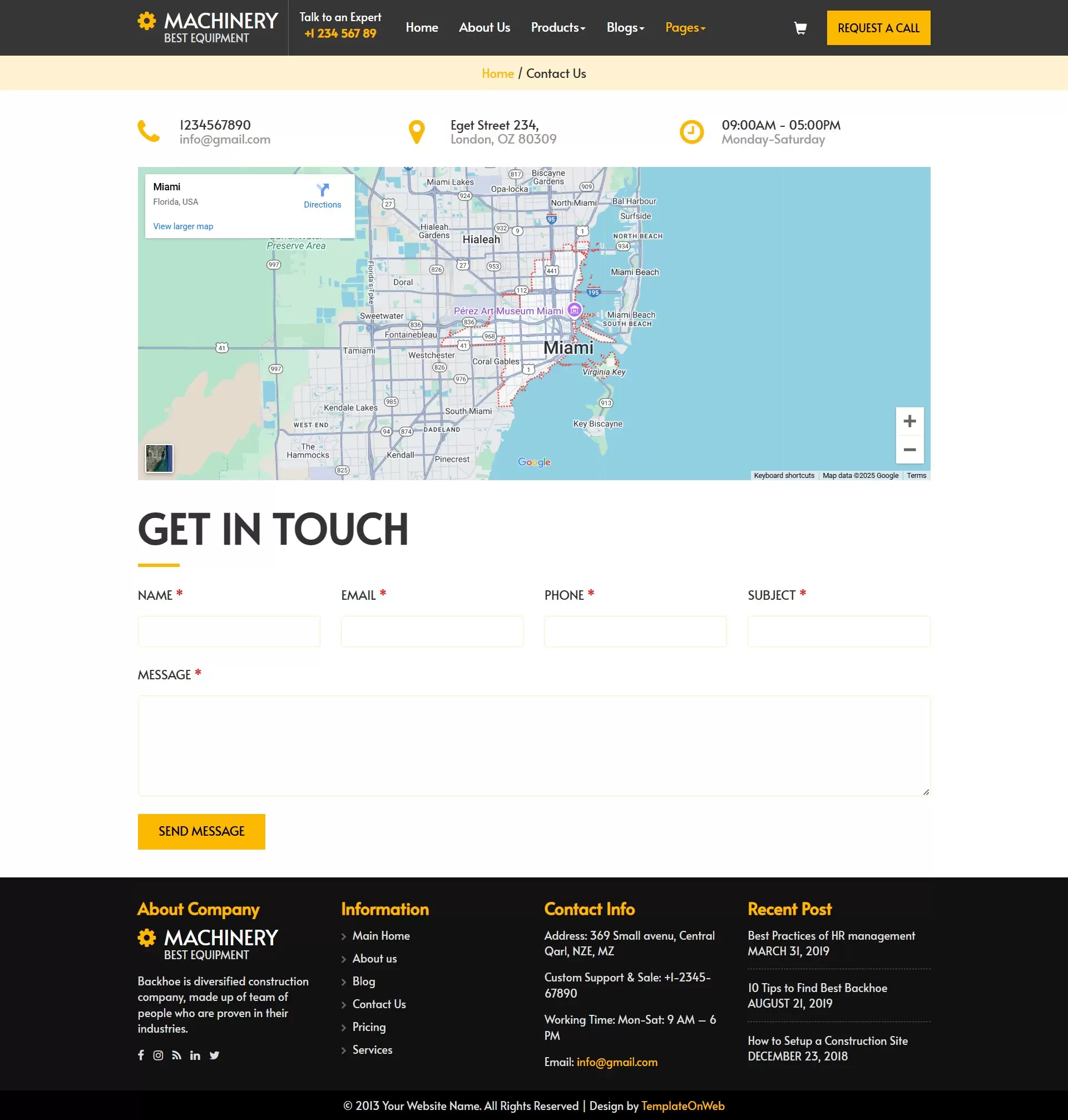 Contact & Quote request form for customers to request a quote