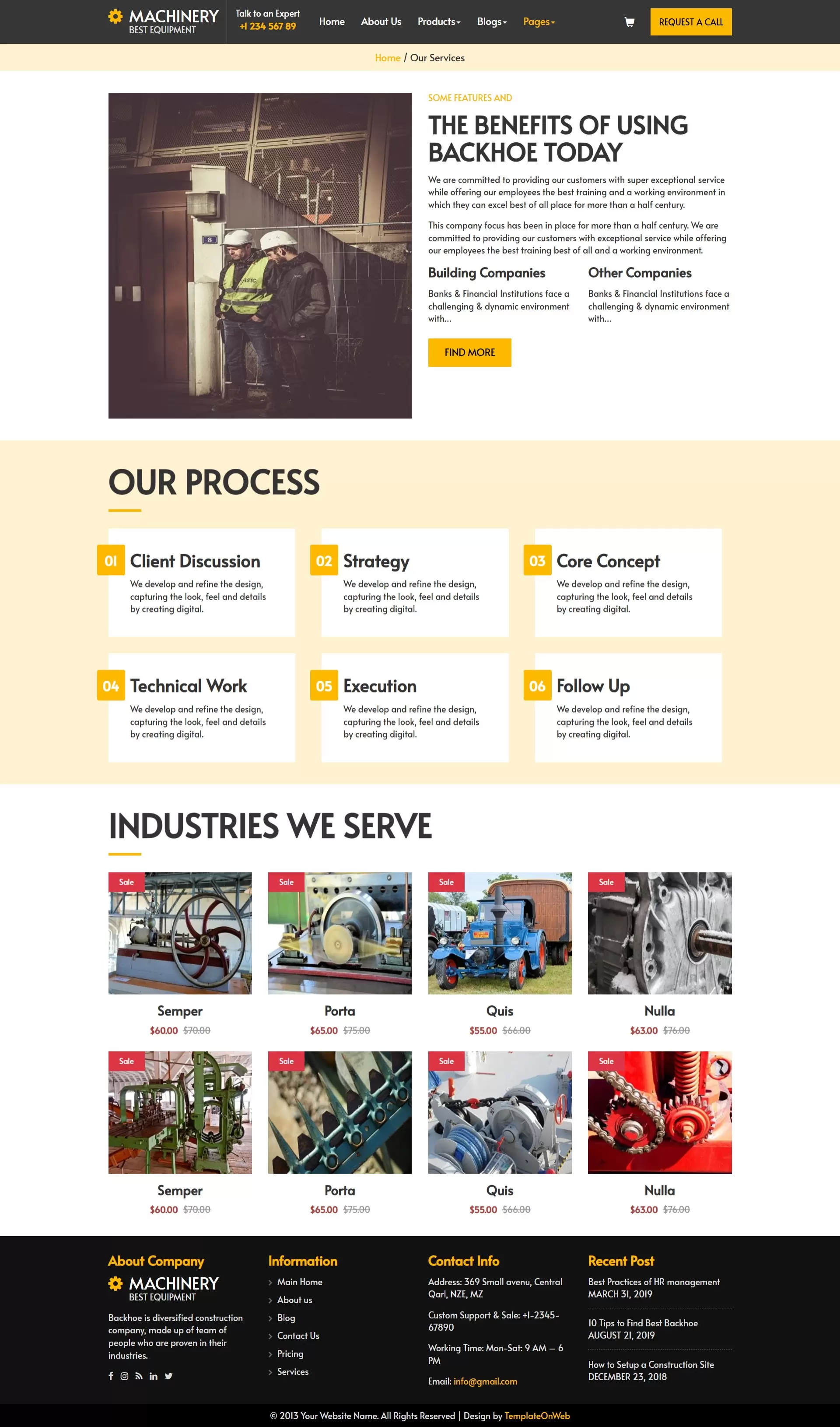 Services page for detailed descriptions, specifications, and process highlights