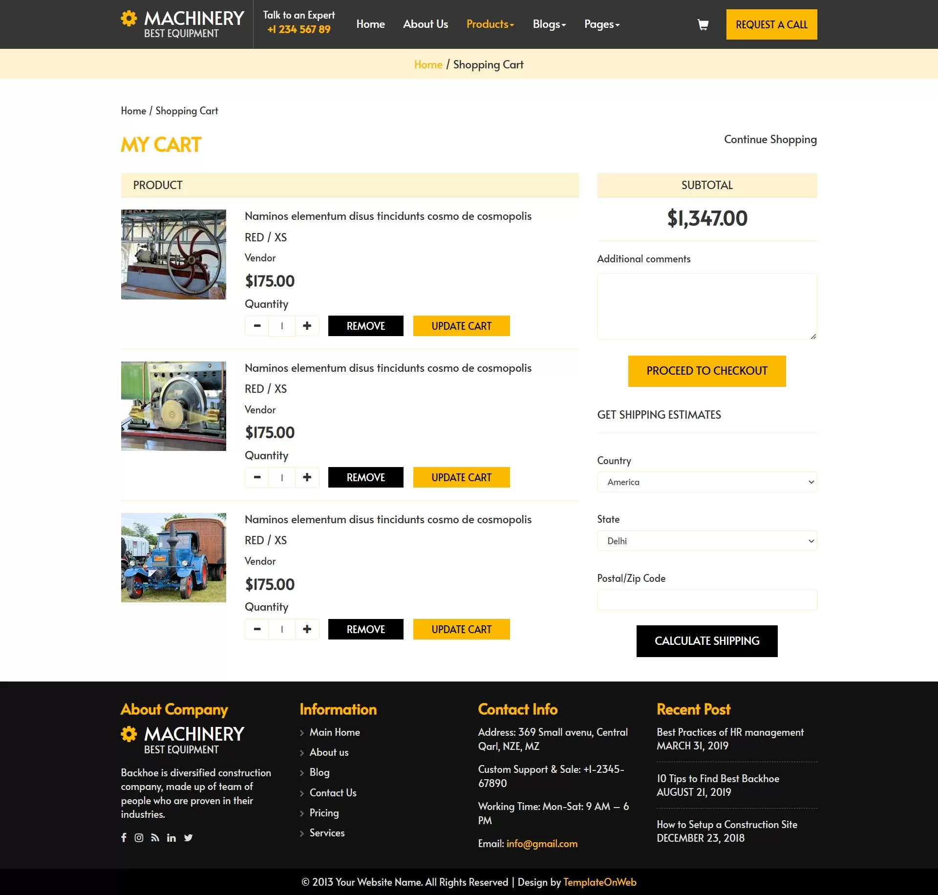 Shopping cart page allowing users to review and manage their selected items before checkout
