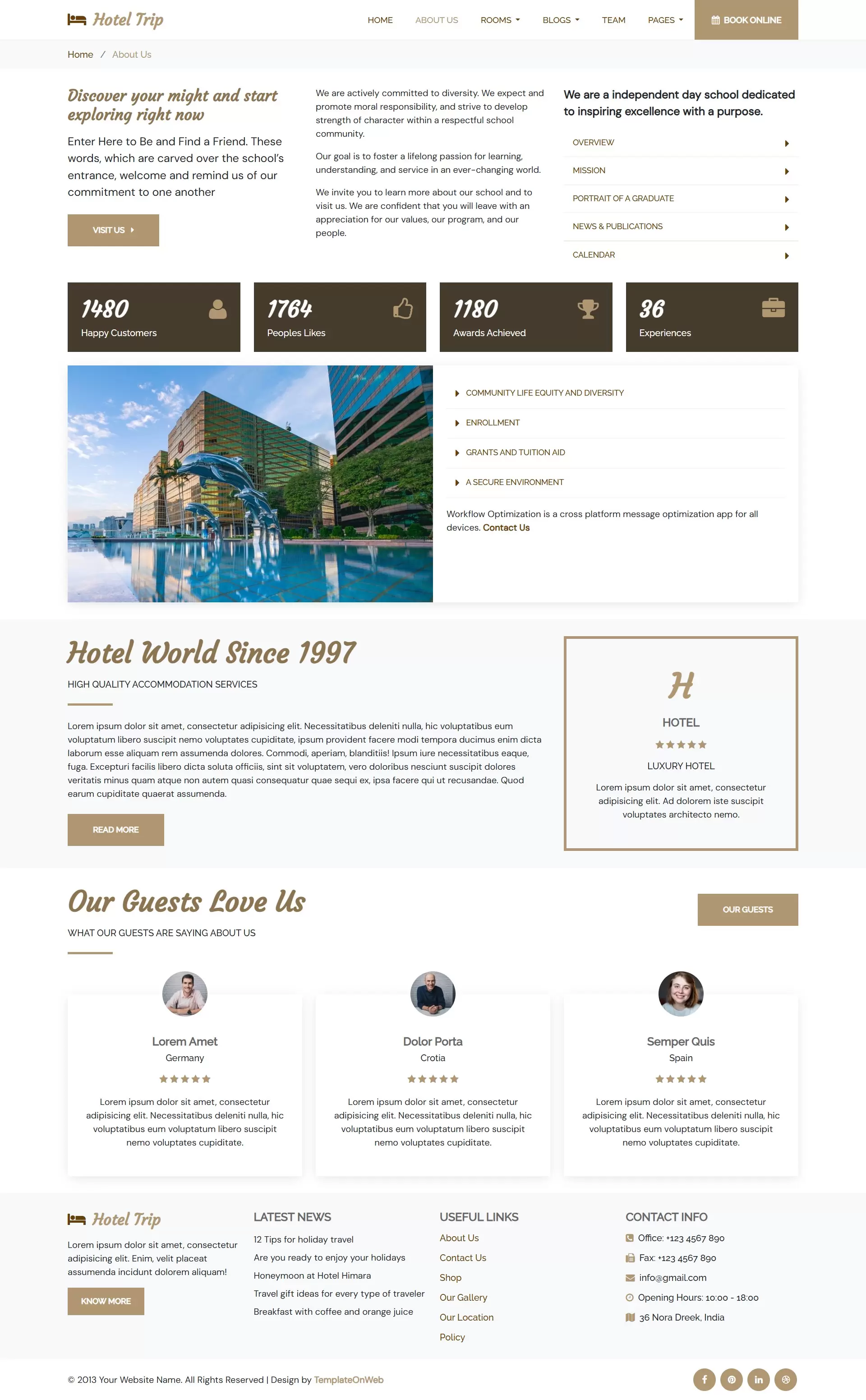 About us page to display luxury hotel with elegant architecture and beautiful surroundings