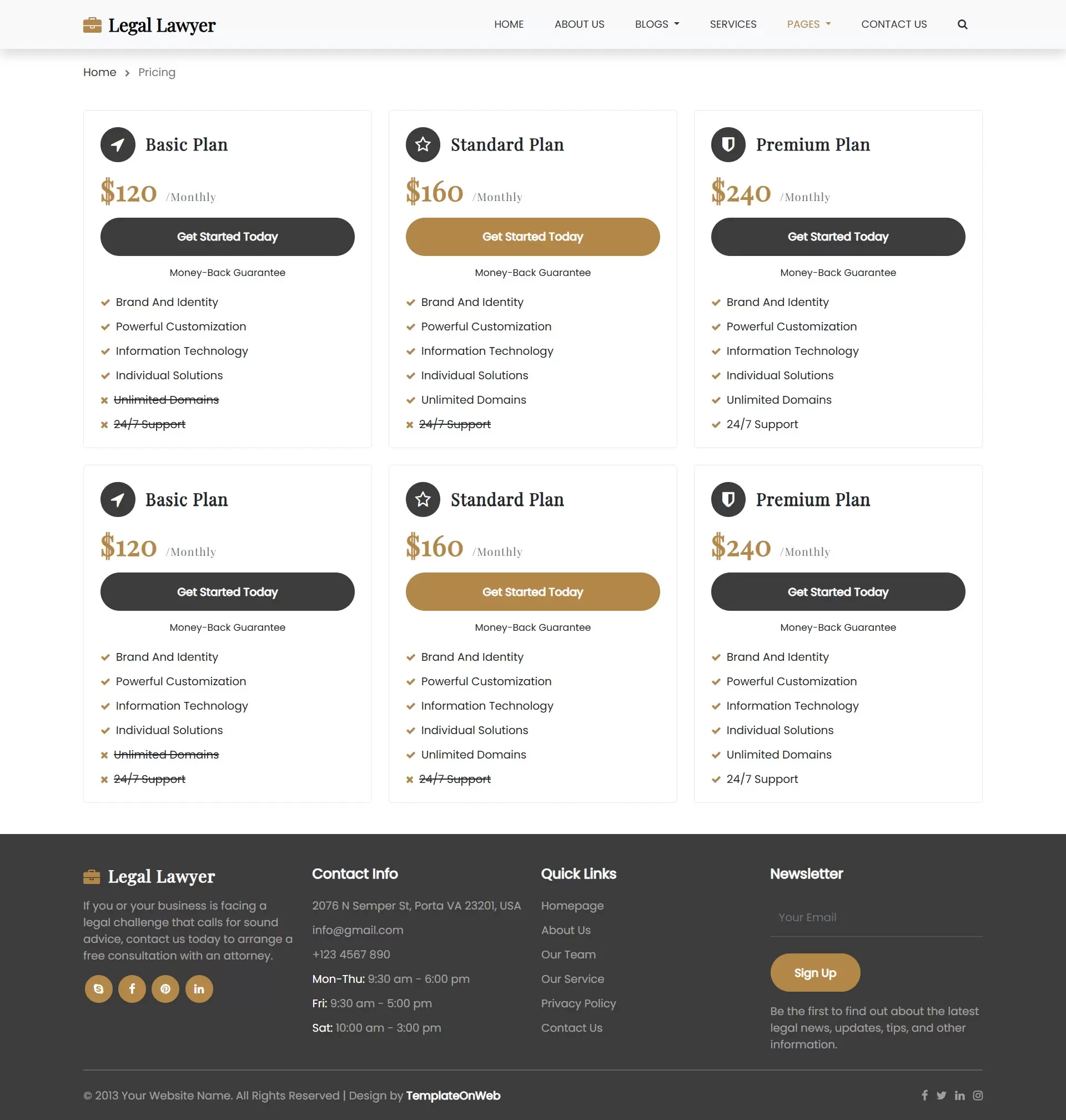 Corporate legal advisor fees and plans page