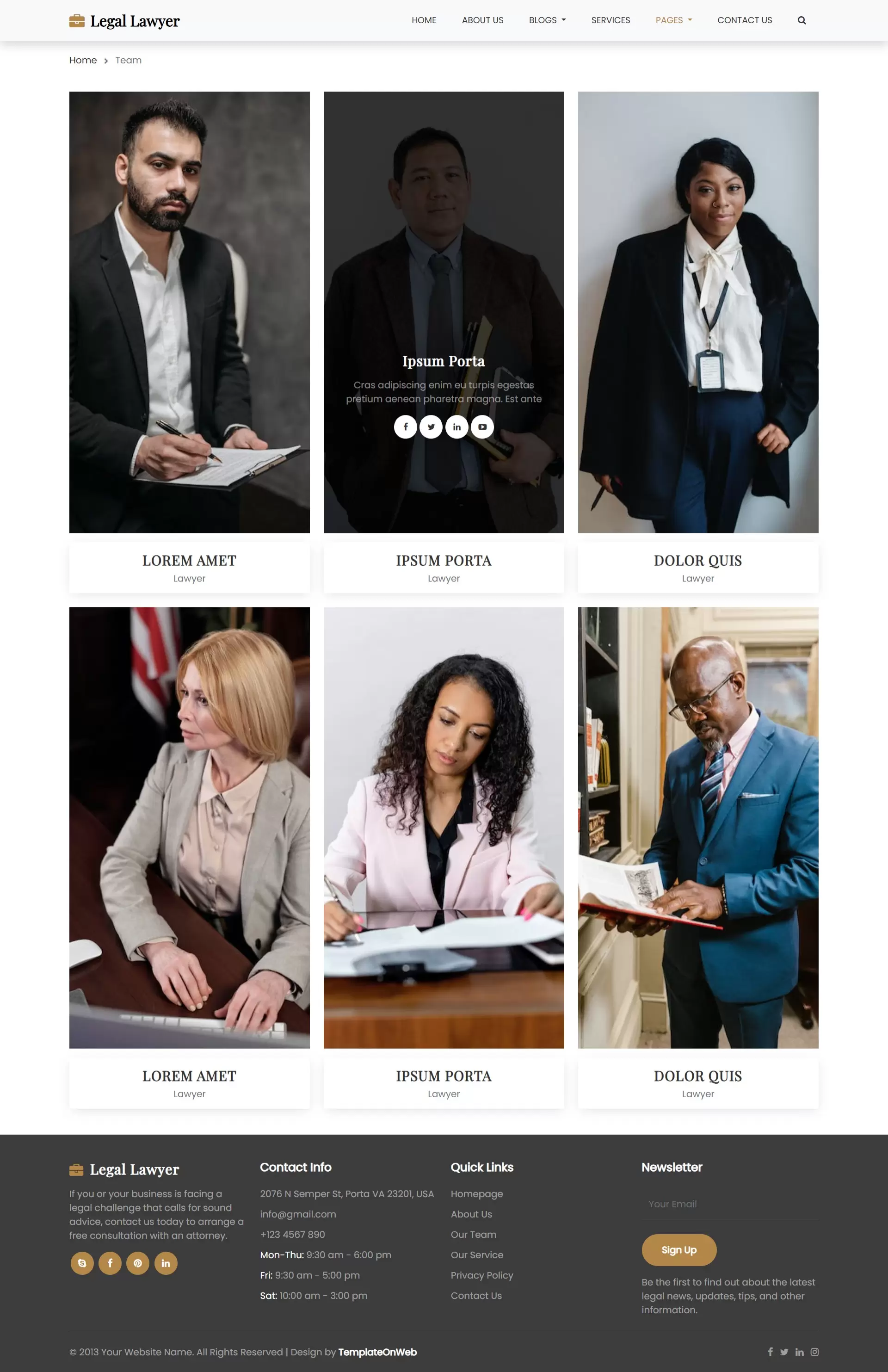 Legal lawyers team page responsive design