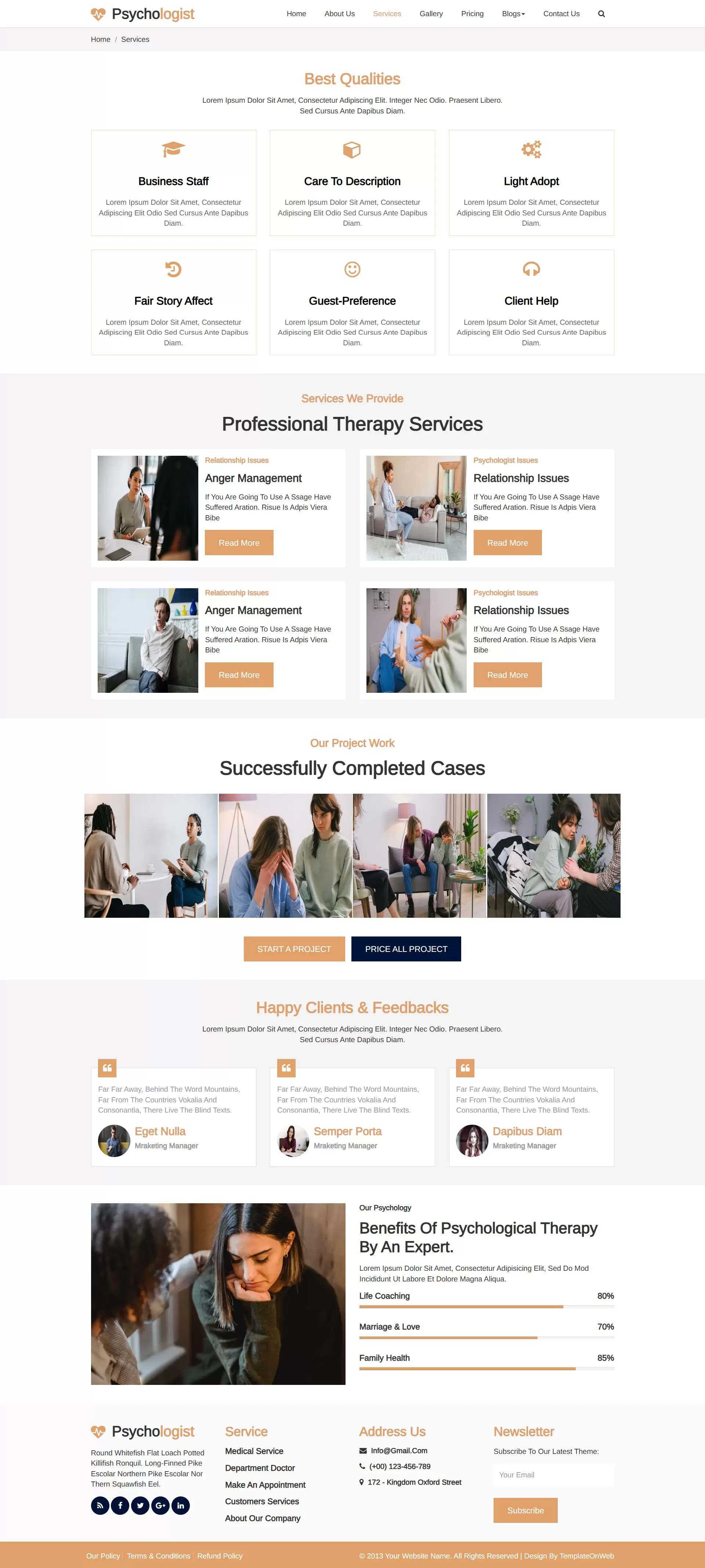 Showcase anxiety therapy, depression counseling, and cognitive behavioral therapy services & specialties