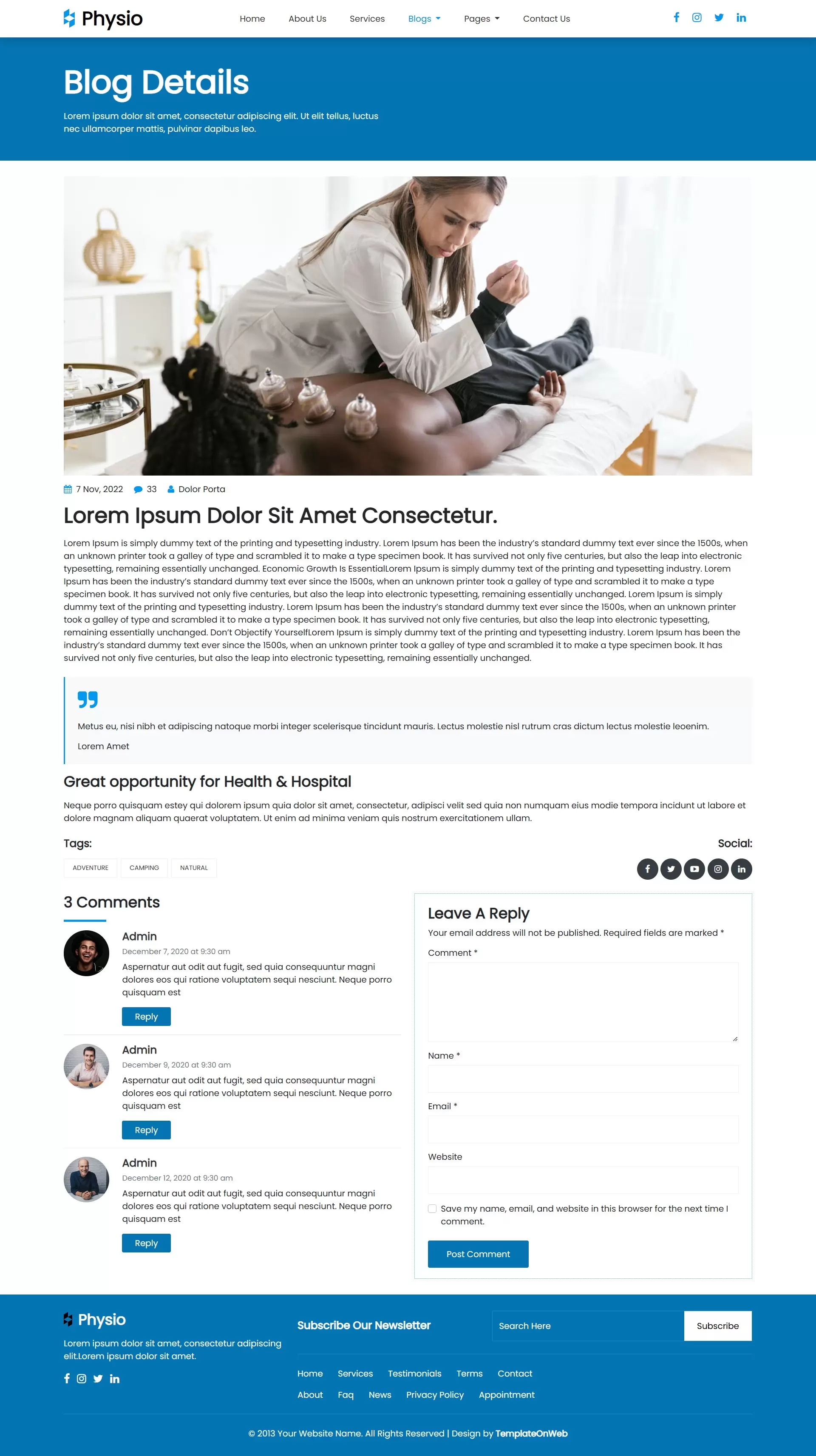 Informative blog descriptions with treatment benefits to educate patients