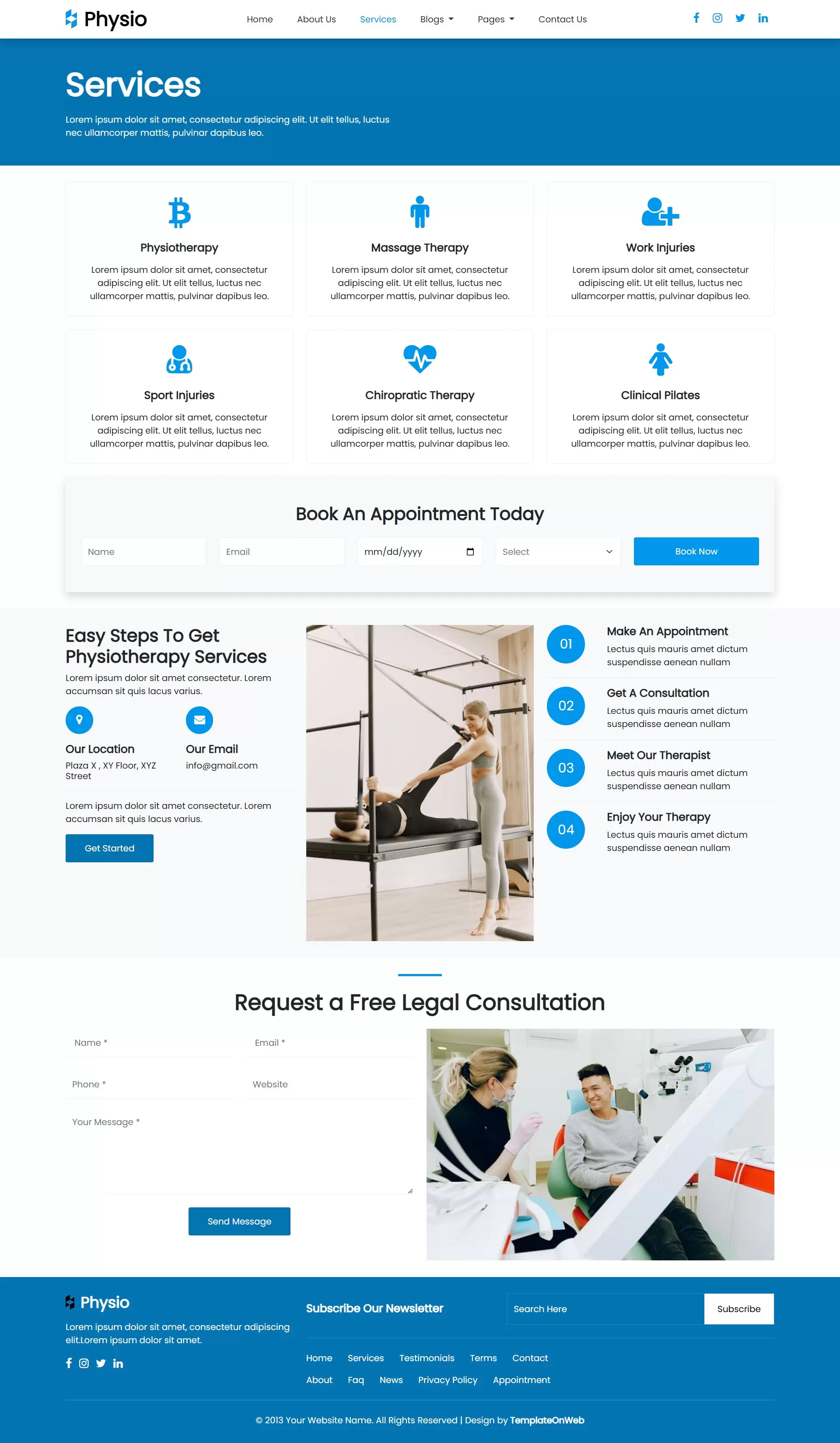 Services & Treatments page to display specialized treatments like sports rehab, pain management, and mobility therapy