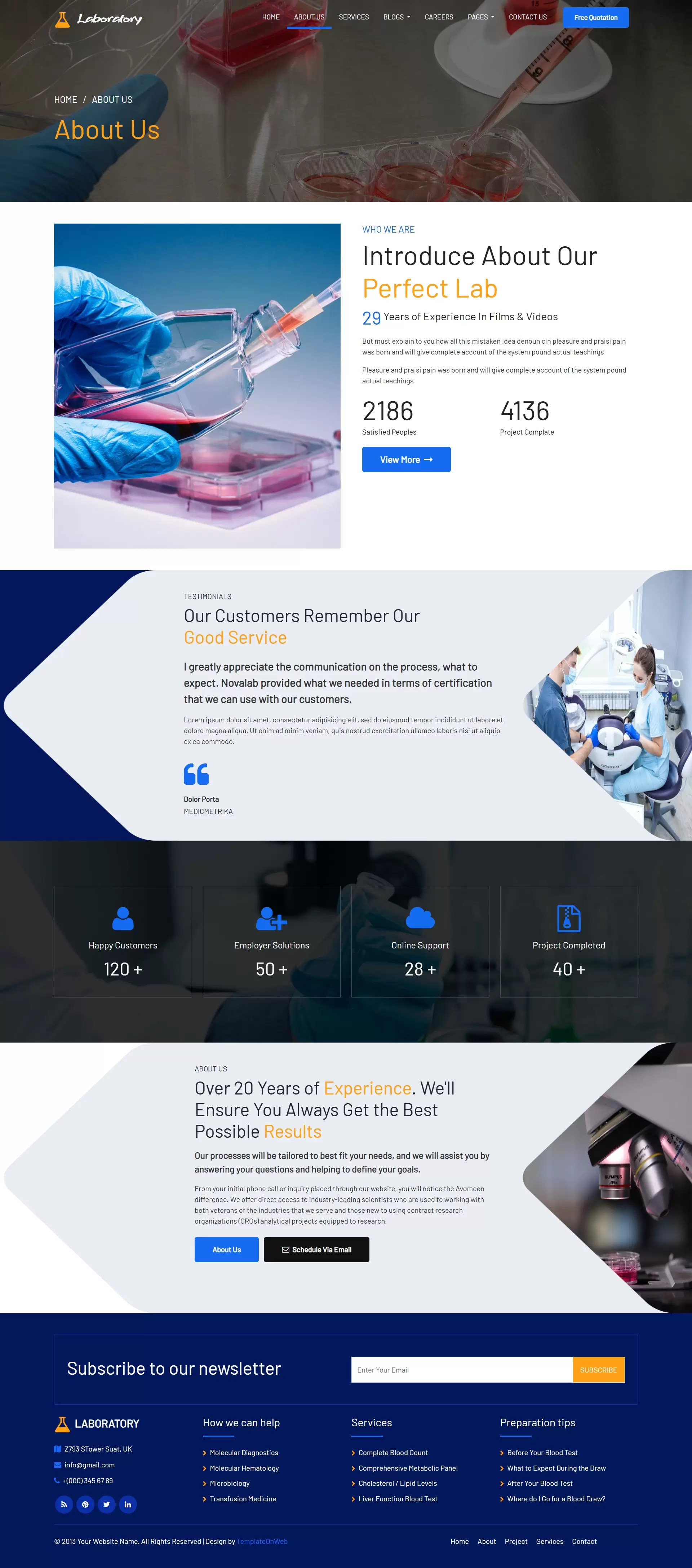 About us page to display the labs history, mission, and expertise