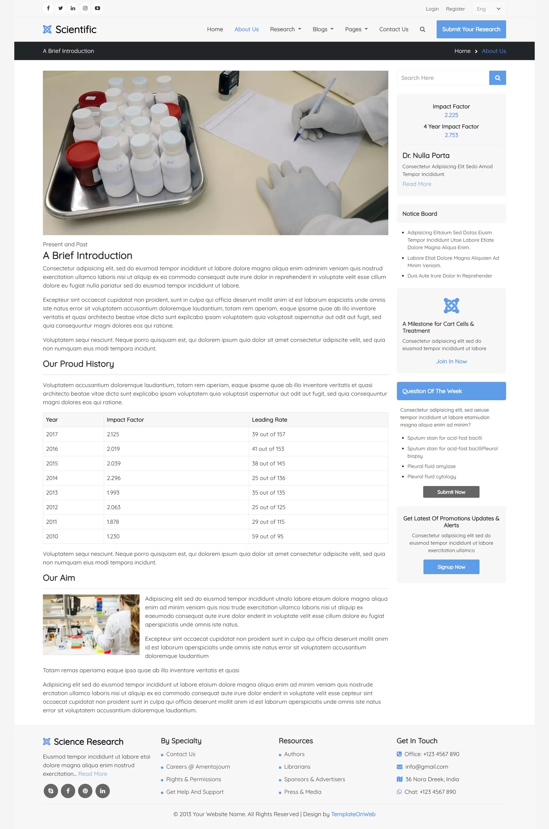 Introduction to the scientific research lab, mission, and objectives