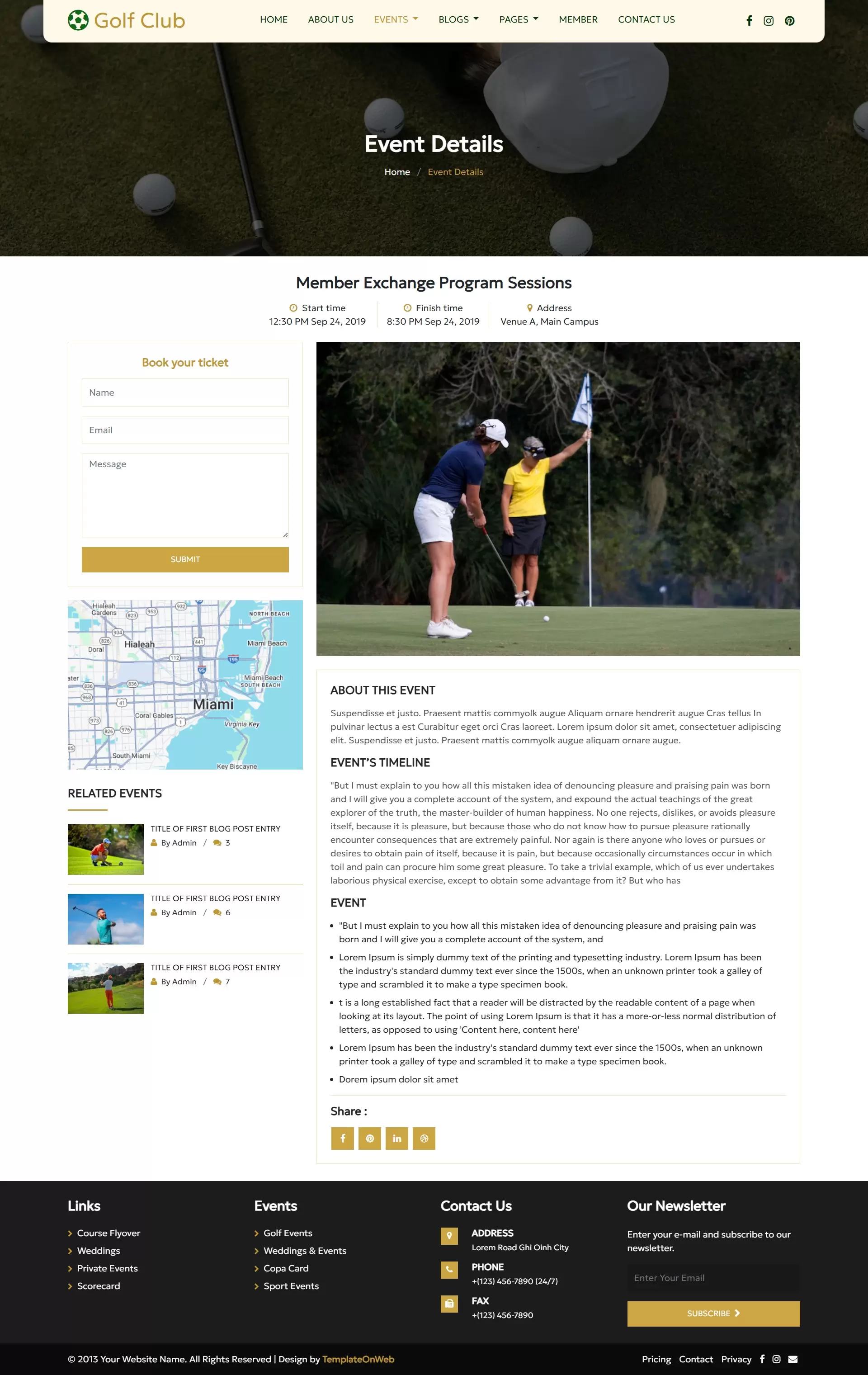 Show details about event like start end time, address, and location on map