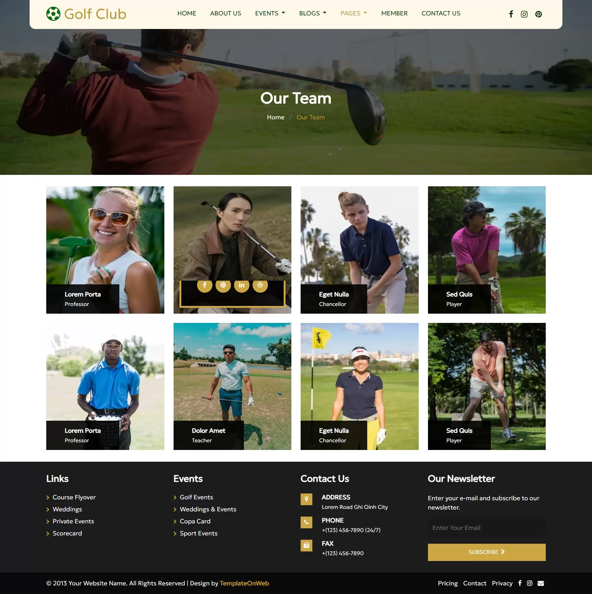 Showcase the golf club supporting team