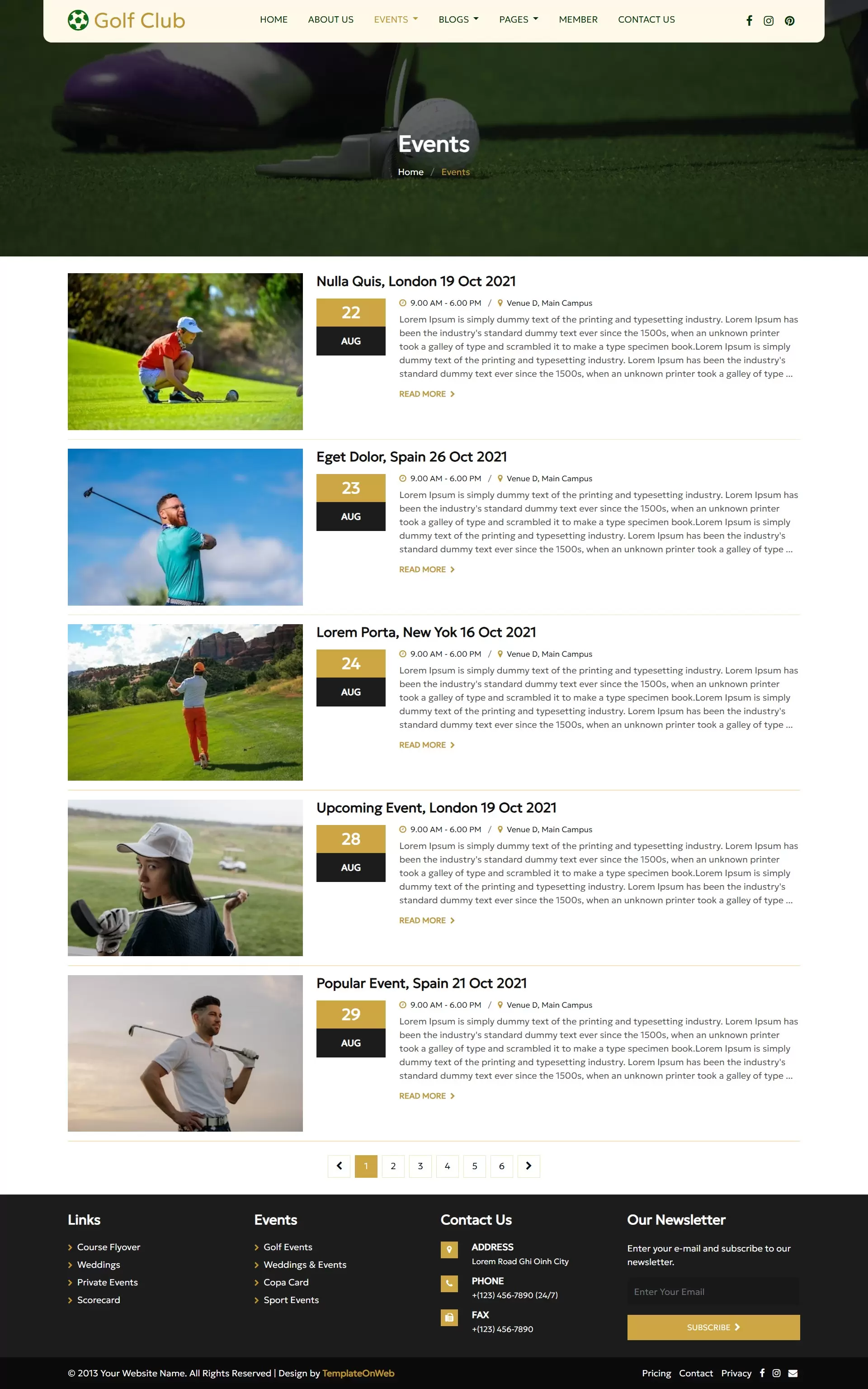 Tournament & Event Listings – Display schedules, results, and registration