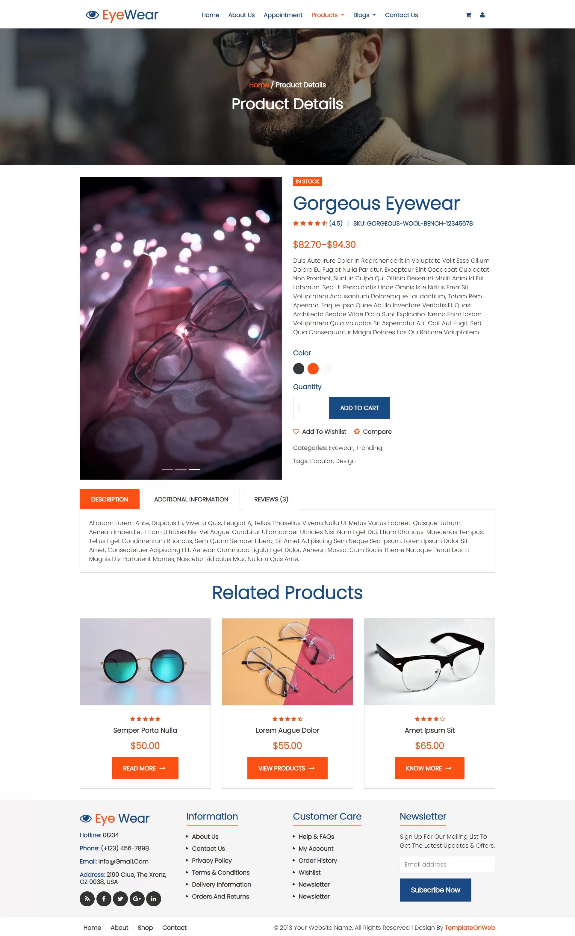 Detailed view with pricing, descriptions, and customer reviews