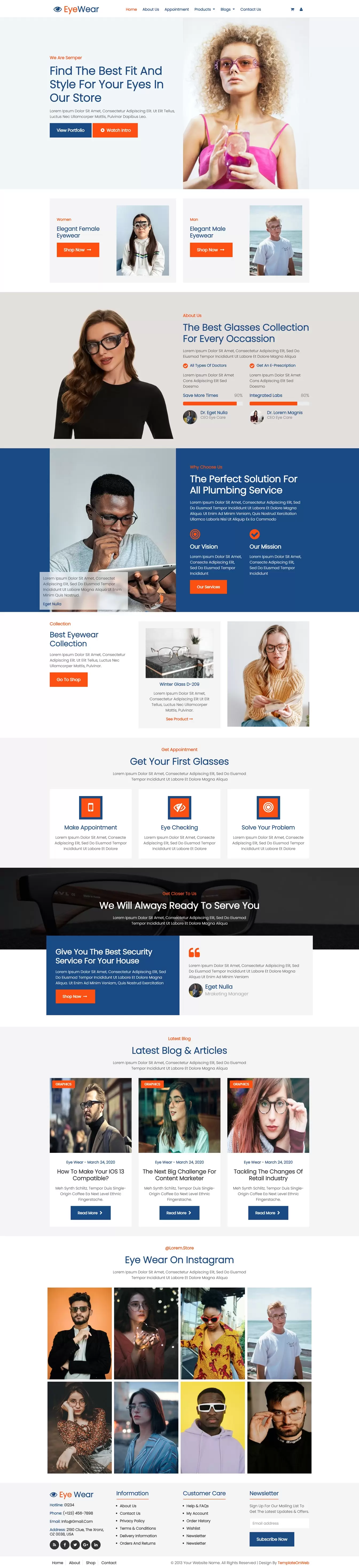 Homepage – Showcasing trending eyewear collections