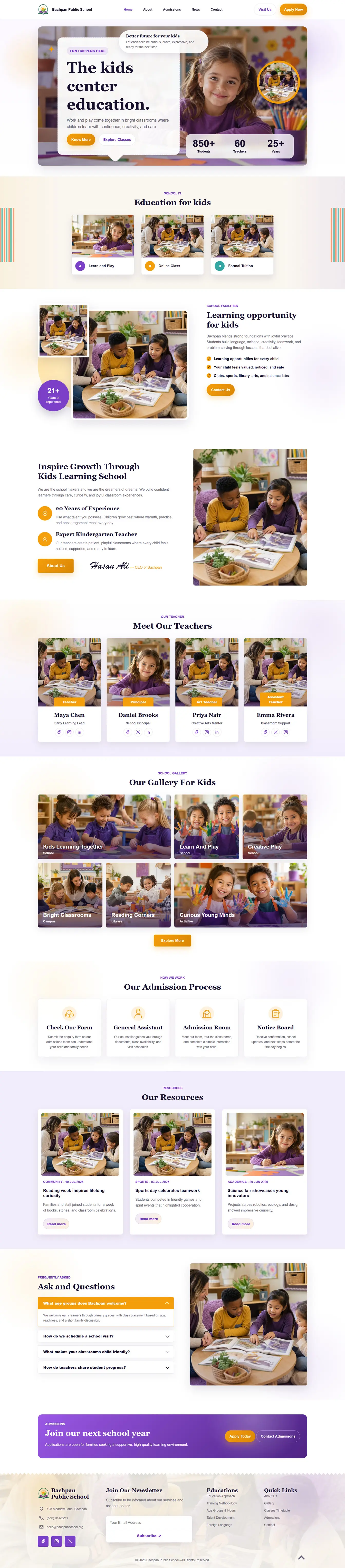 Bachpan School responsive HTML template home page design for education websites