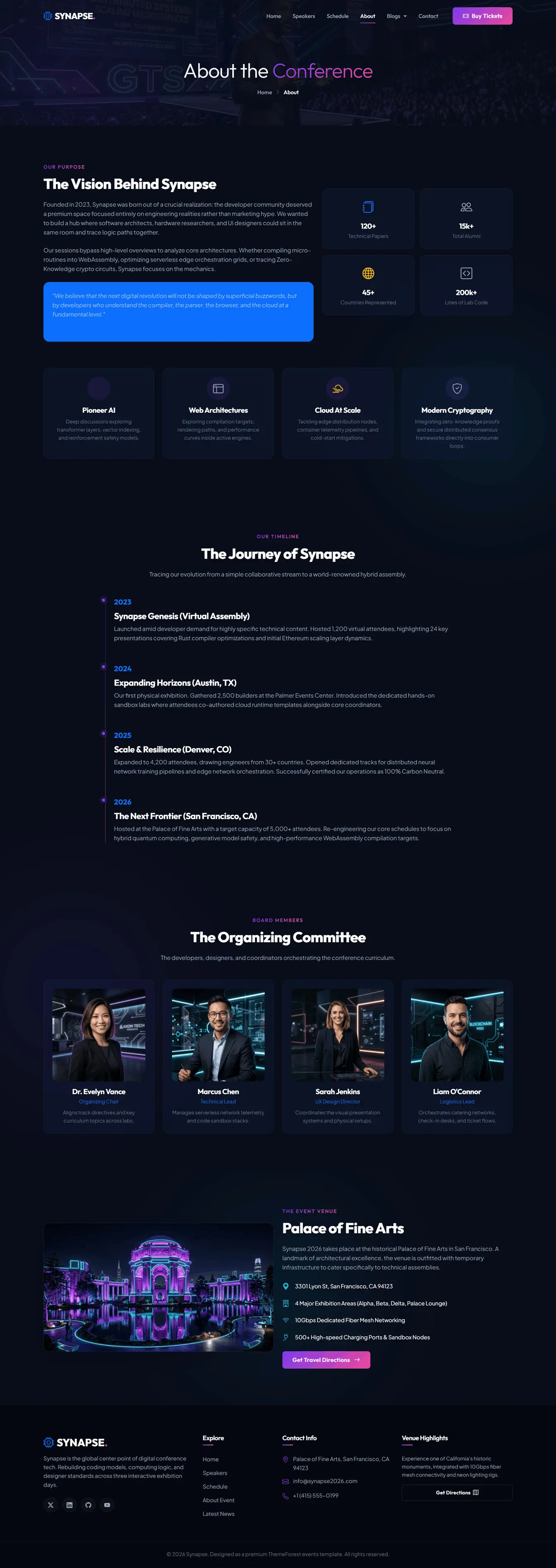 About page of the technology conference template