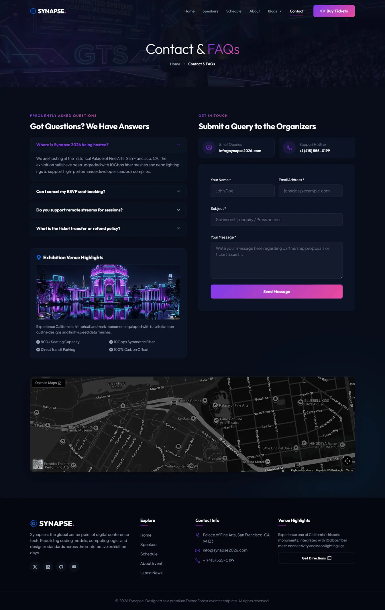AI conference contact form and frequently asked questions