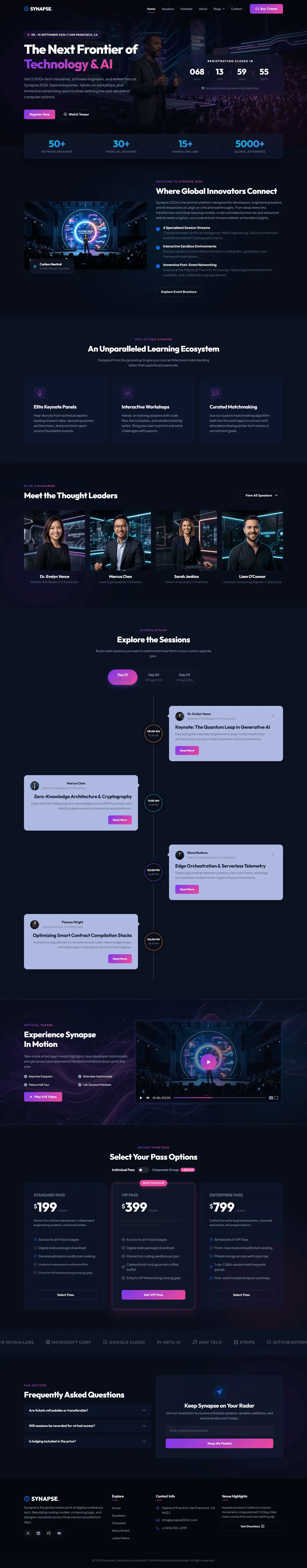 Synapse AI conference HTML template homepage