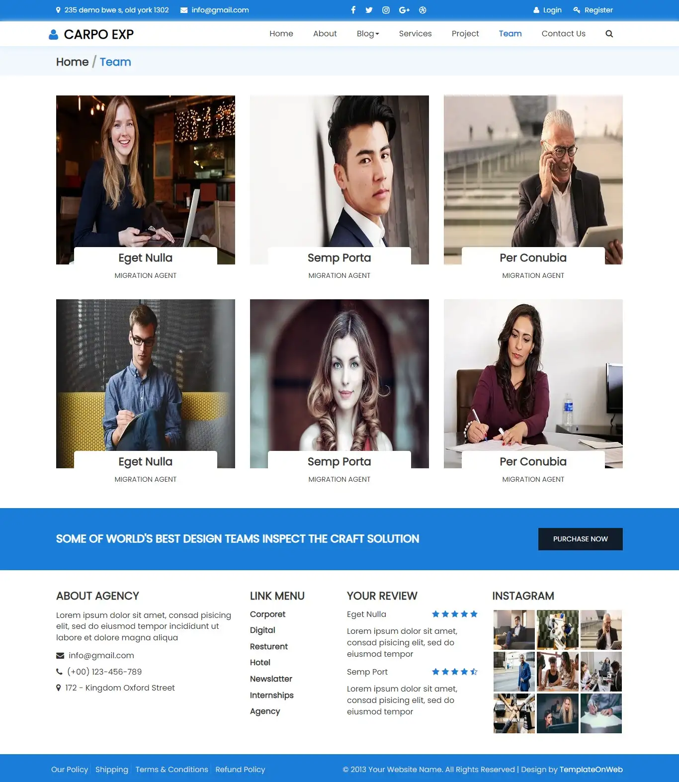 Bootstrap designed business team html