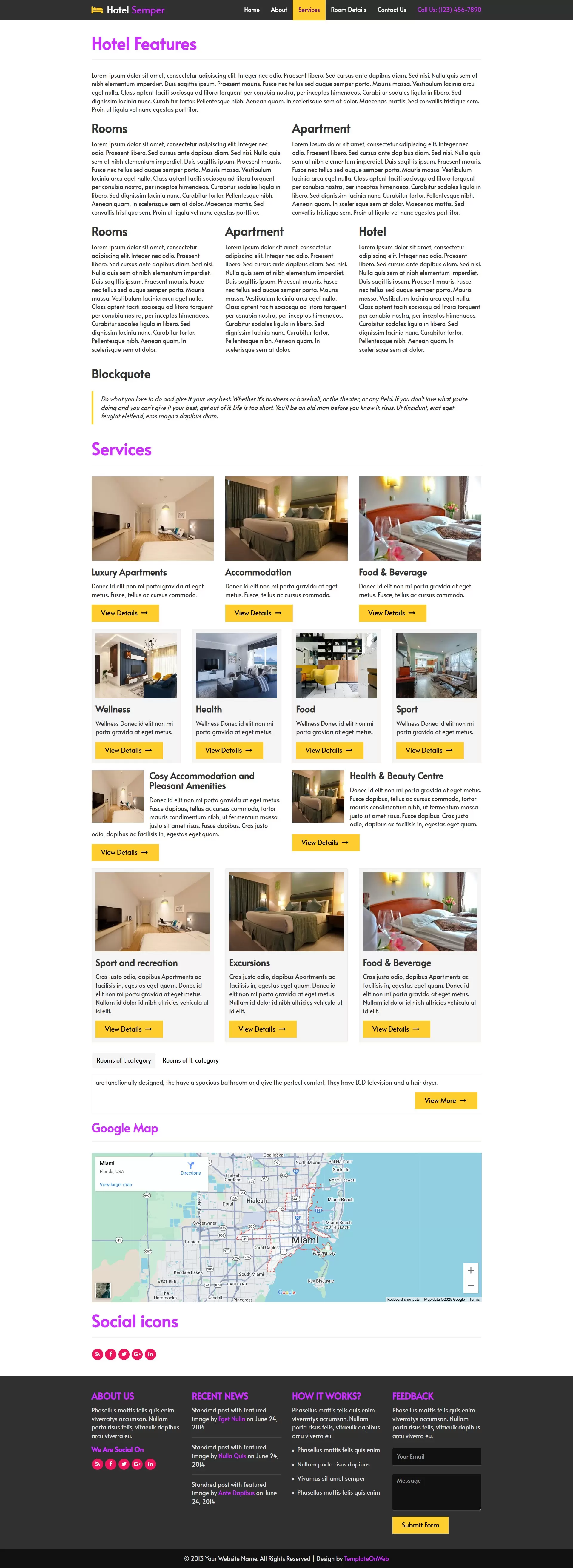 Hotel services page responsive html