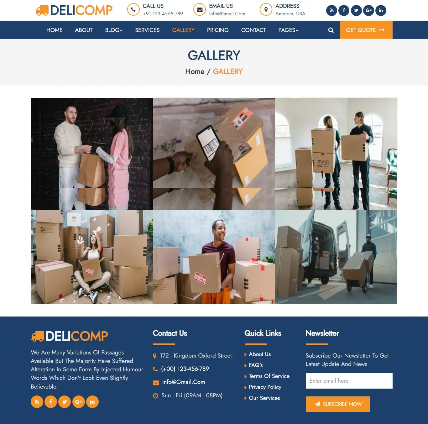 Company project gallery page with model popup