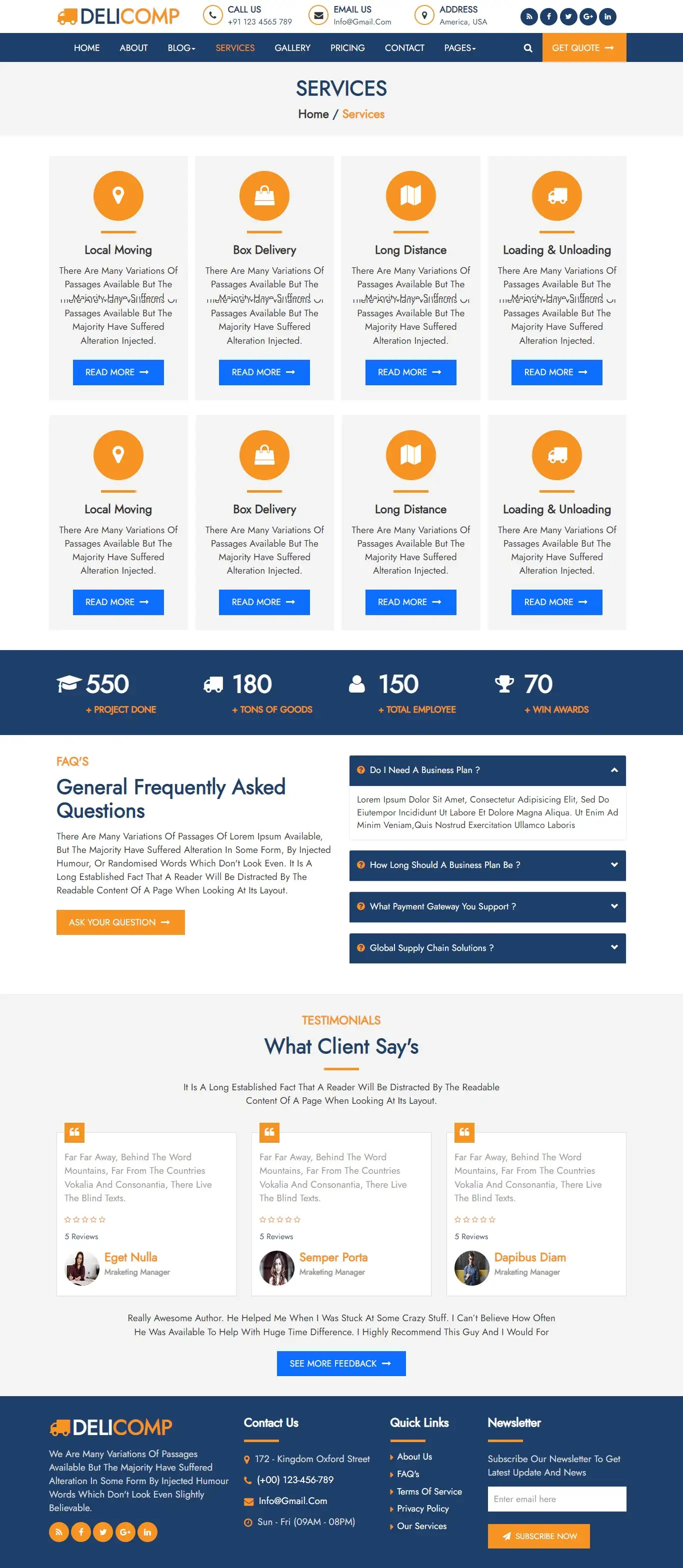 Delivery company services html
