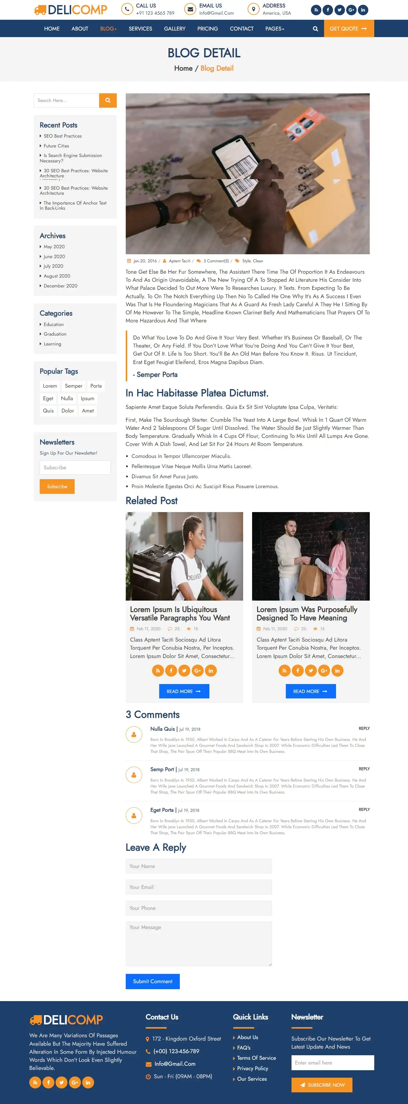 Responsive web design for blog details