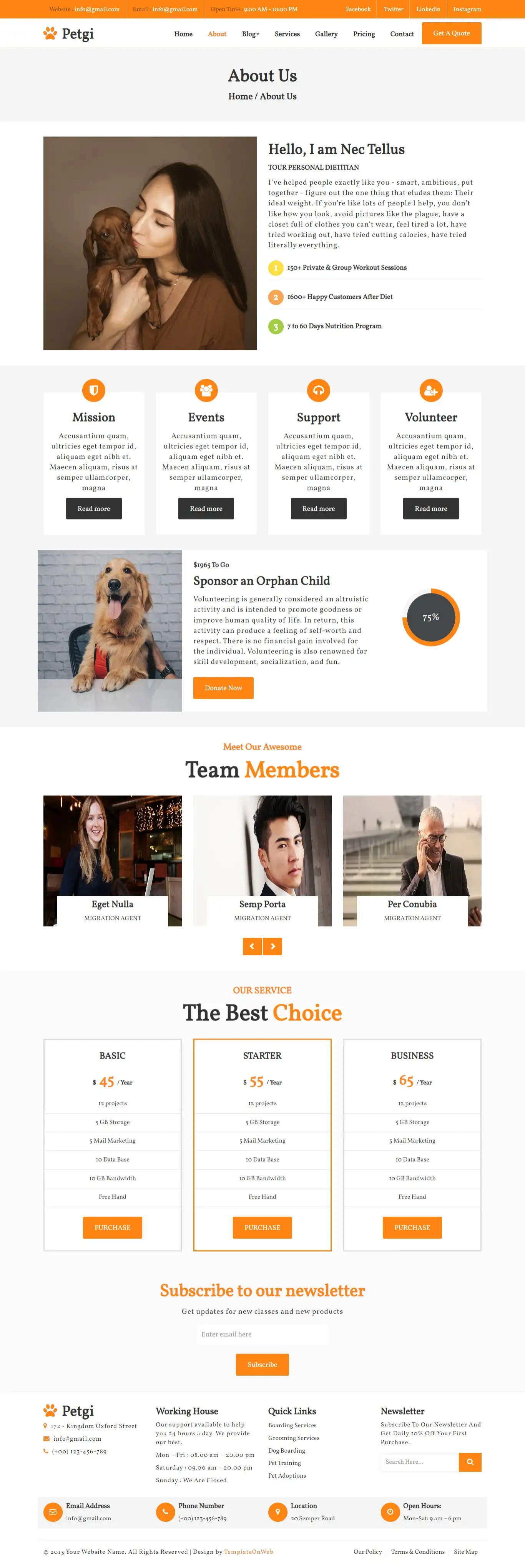 About pet business page html