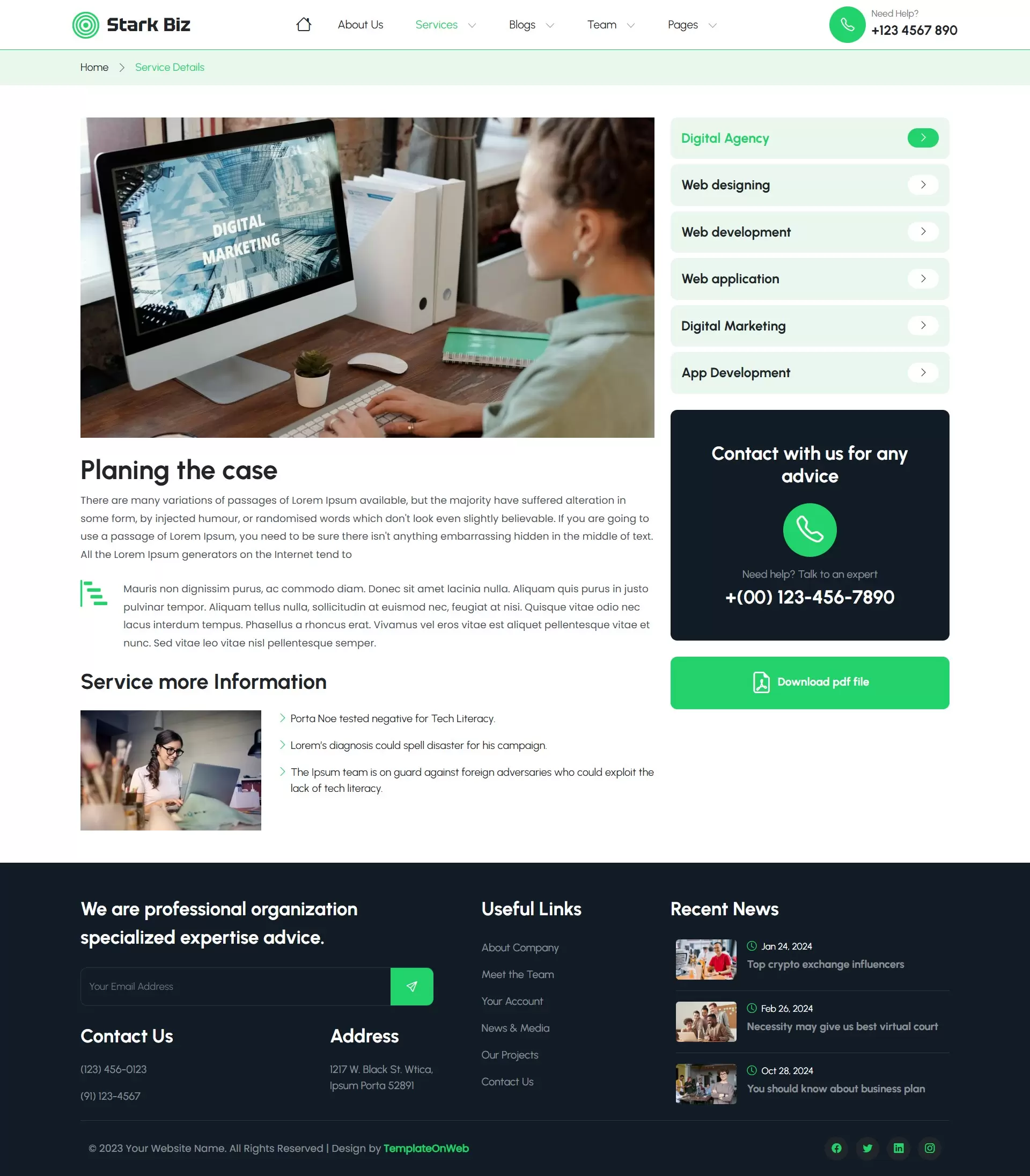 Detailed View of Small Business Service