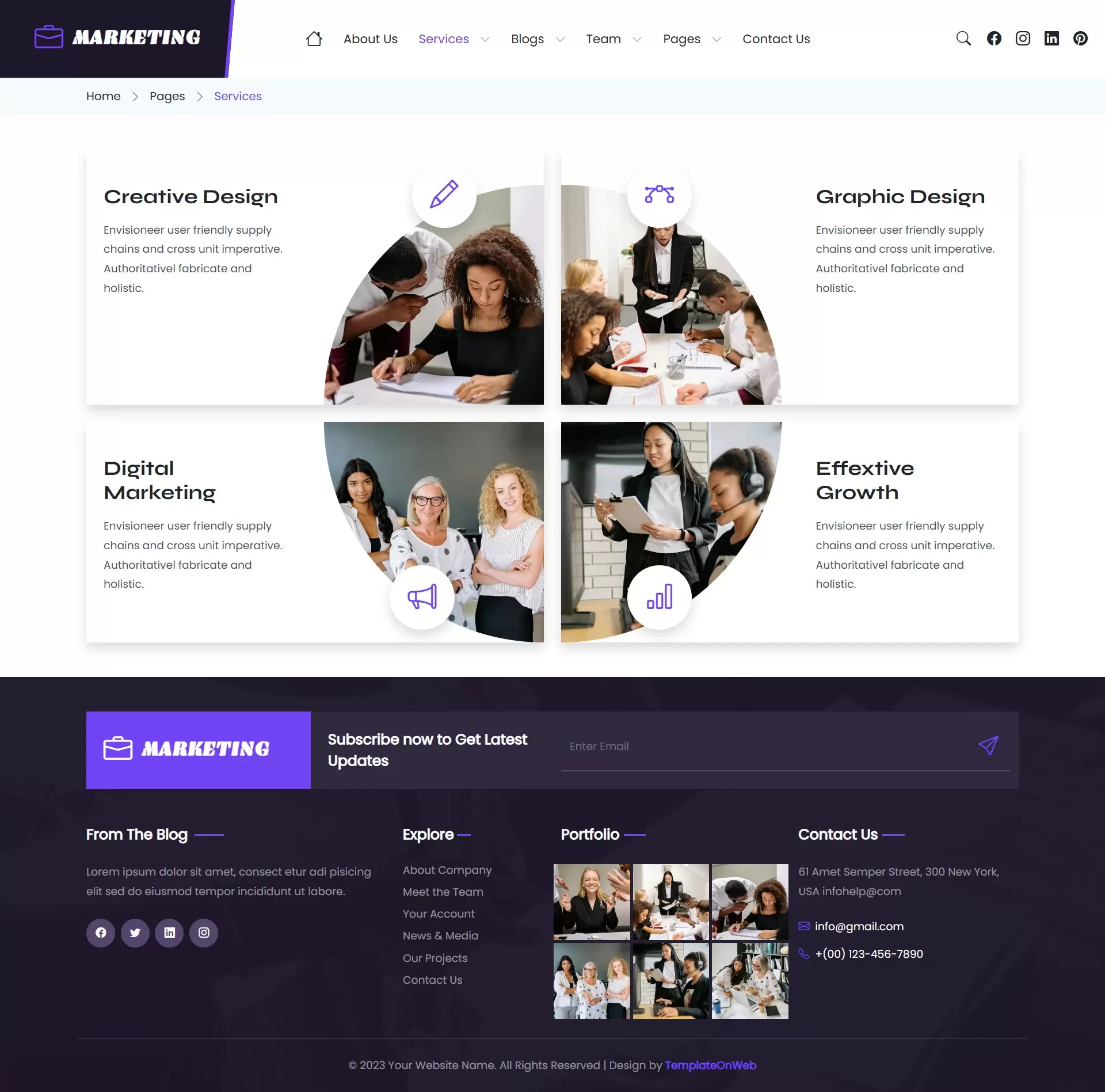 Seo provider company services listing page in bootstrap 5